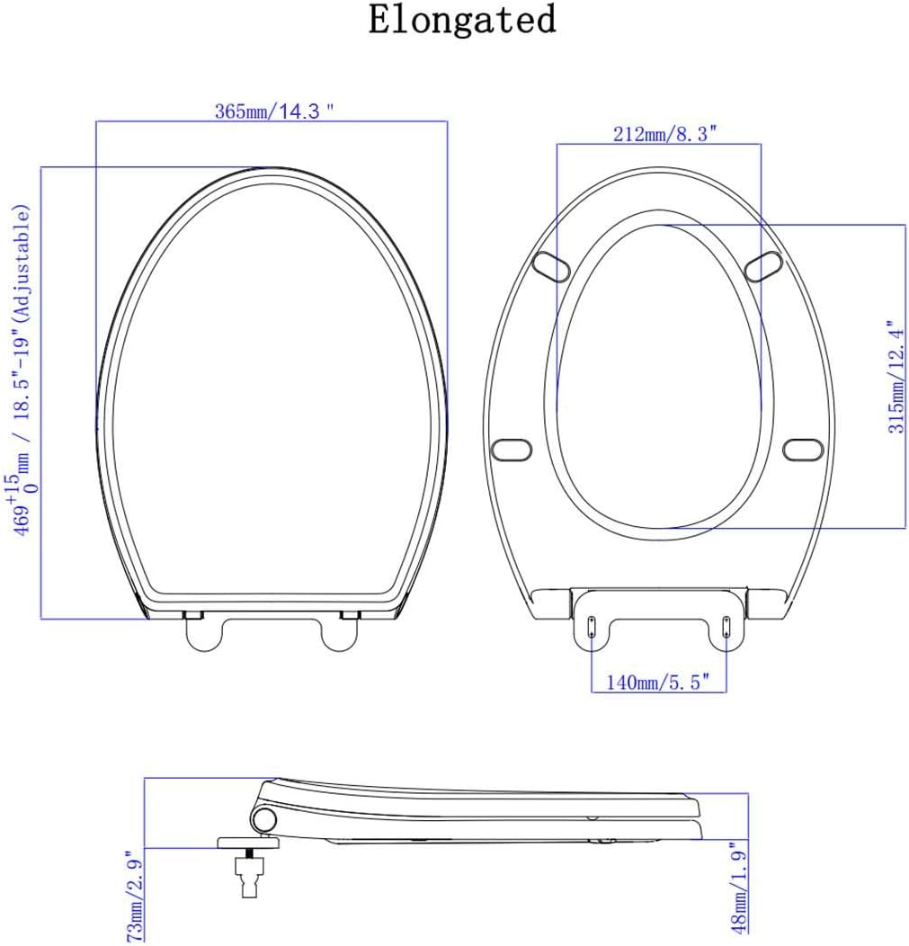 Premium Elongated Toilet Seat with Toilet Seat Bumpers - Image 3