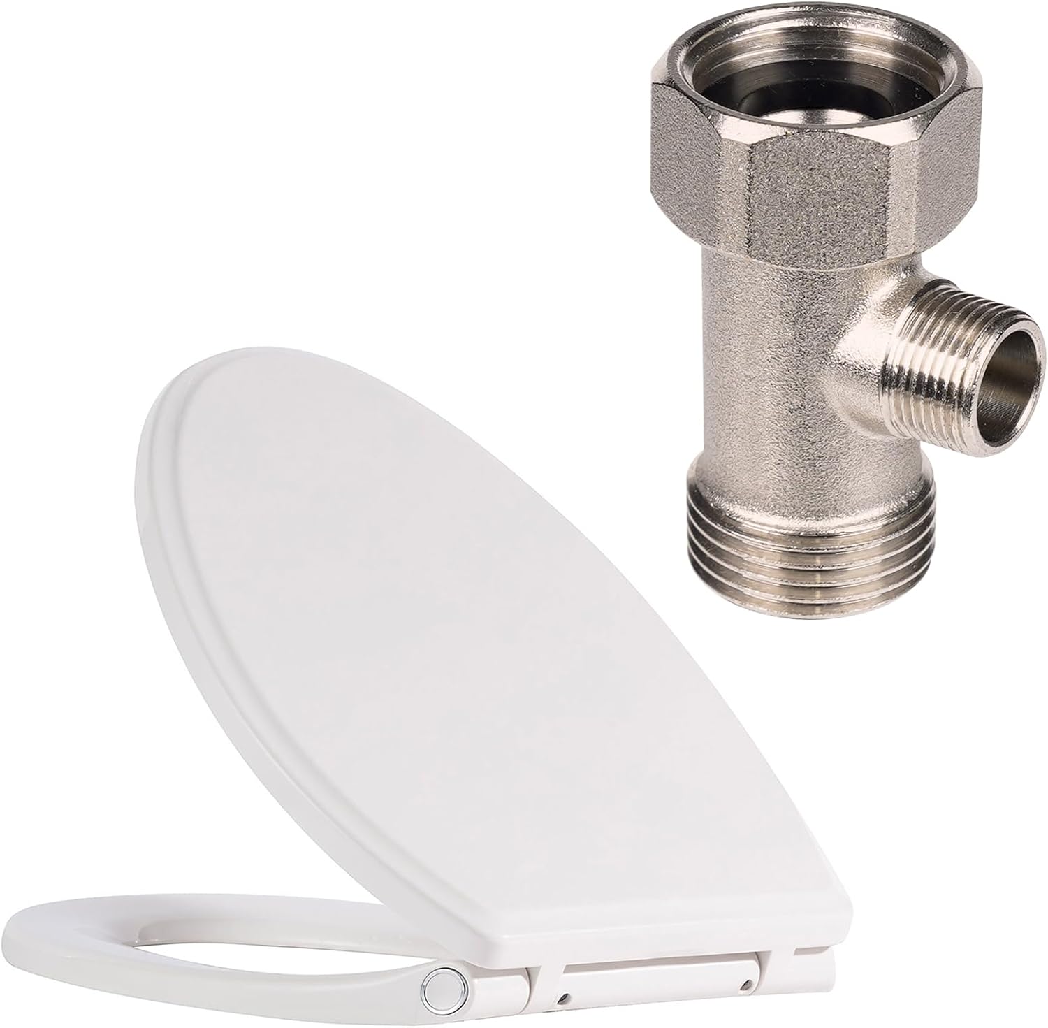 Premium Elongated Toilet Seat with Bidet T Adapter(7/8” x 7/8” x 3/8”) - Image 1