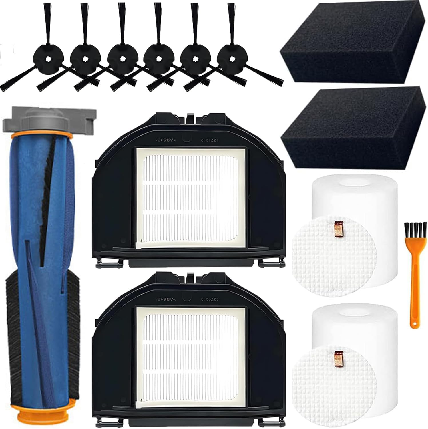 RV2310AE Replacement Parts for Shark RV2310AE Matrix Robot Vacuum Cleaner Accessories Kit, 1 Main Brush, 6 Side Brushes, 2 Filters, 2 Sets Foam Filters, 1 Cleaning Brush - Image 1
