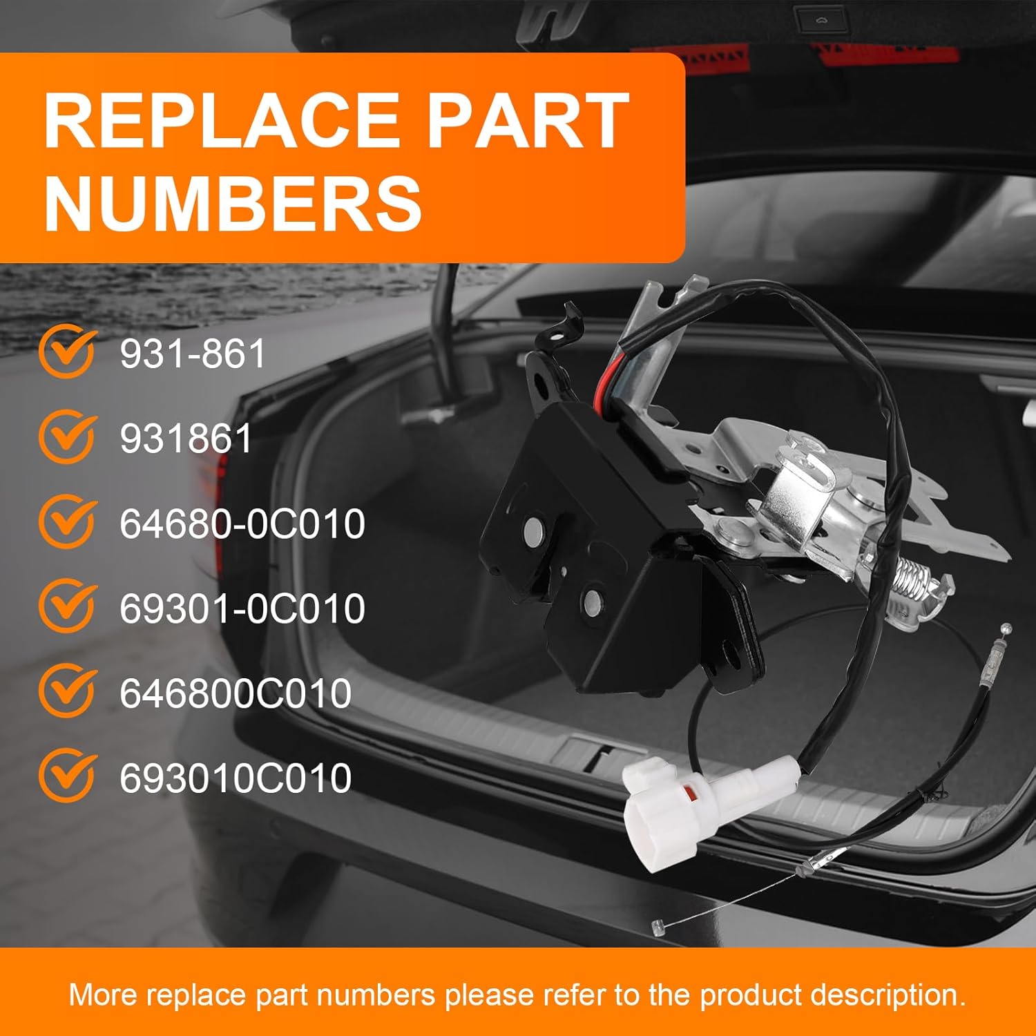 Liftgate Lock Actuator Trunk Latch for 2001-2007 Toyota Sequoia 4.7L Tailgate Hatch Latch Lock Replace 931-861, 64680-0C010, 69301-0C010 Rear Back Door Lock Actuator Assembly with Cable - Image 5