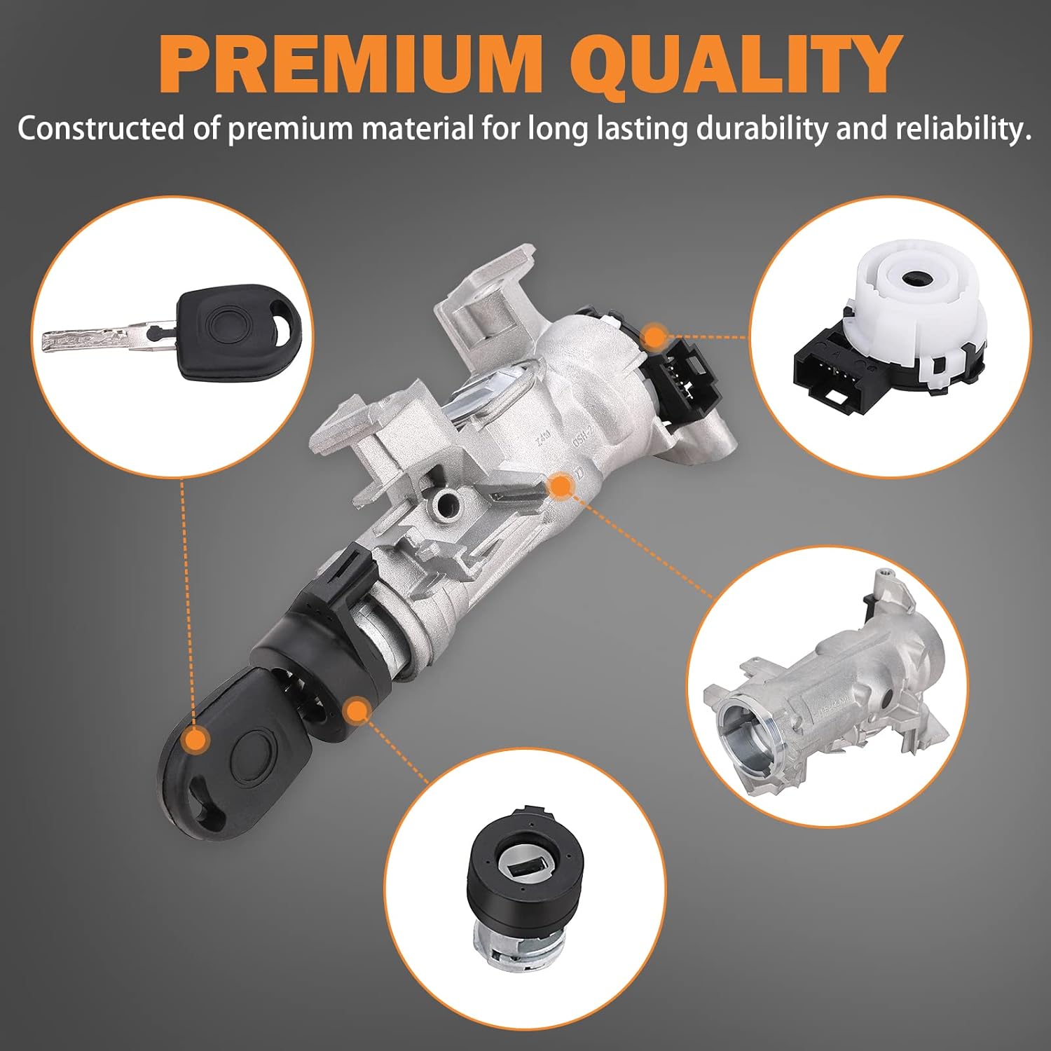 Ignition Switch Lock Cylinder 1K0905851B for Volkswagen VW Jetta 2.5 GTI MK5 Rabbit Golf EOS Tiguan Audi A3 R8 Ignition Starter Switch Replace 1K0905865 5Q0905865A Ignition Lock Cylinder with Key - Image 3