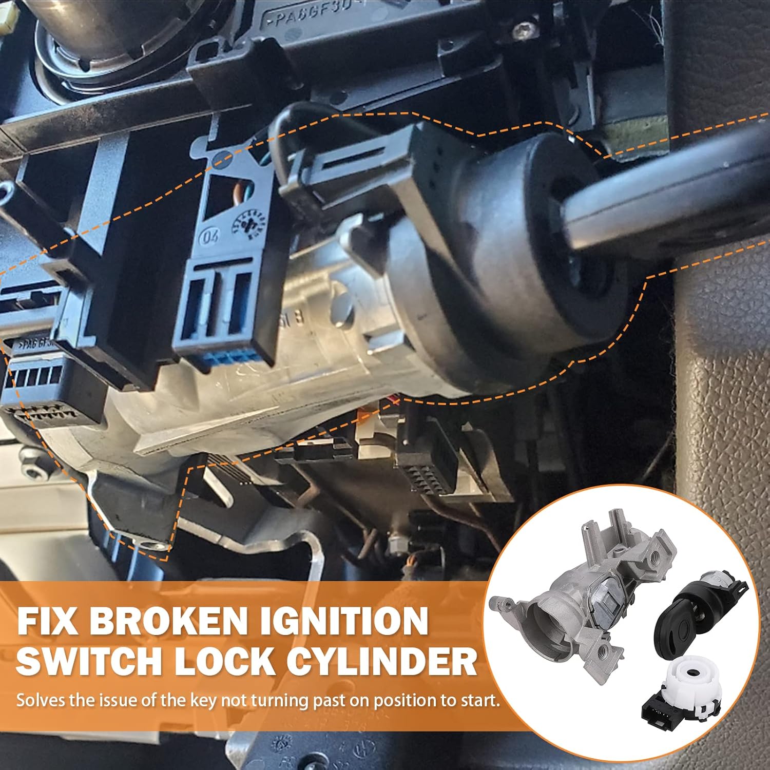 Ignition Switch Lock Cylinder 1K0905851B for Volkswagen VW Jetta 2.5 GTI MK5 Rabbit Golf EOS Tiguan Audi A3 R8 Ignition Starter Switch Replace 1K0905865 5Q0905865A Ignition Lock Cylinder with Key - Image 4