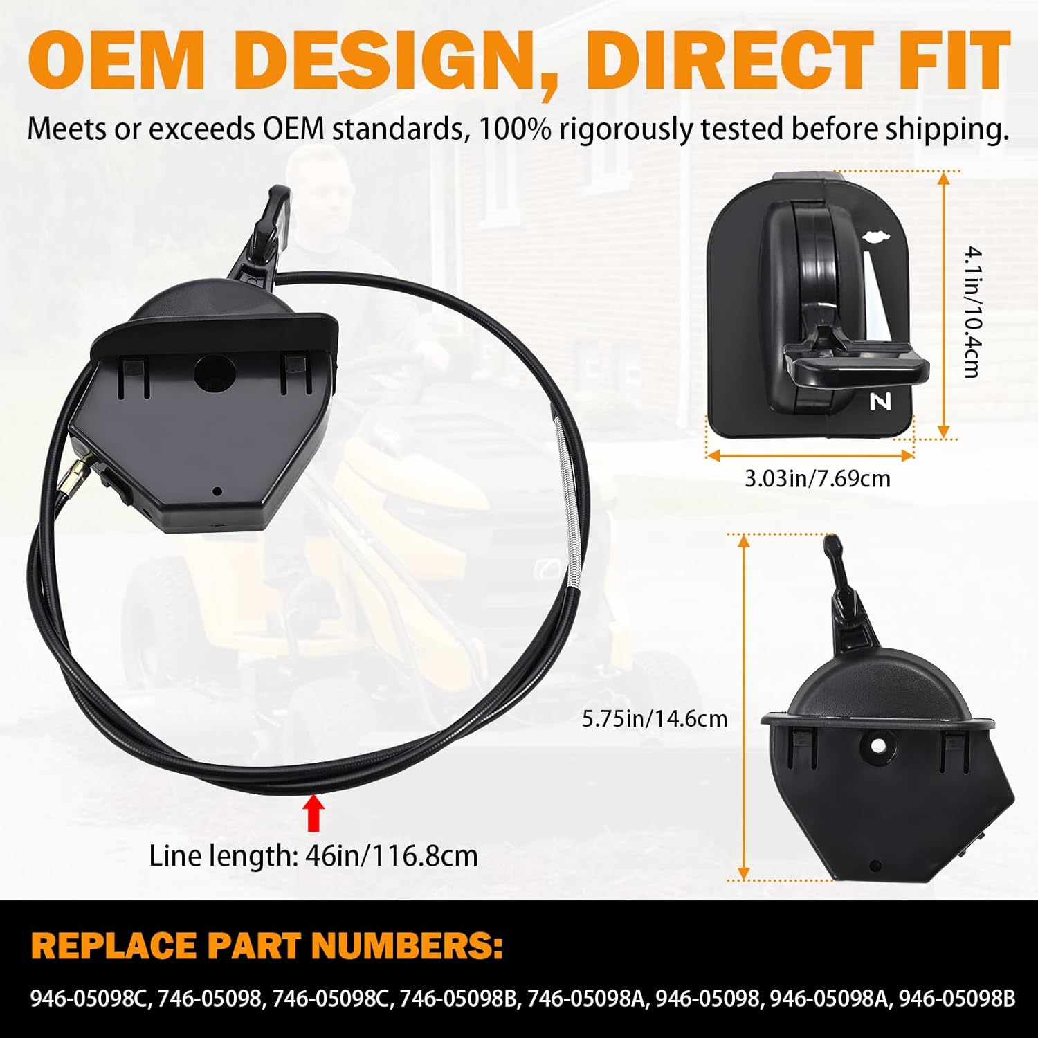 946-05098C Throttle Choke Cable Compatible with Cub Cadet Craftsman MTD Lawn Tractor Throttle/Choke Control Cable XT1-LT46 LT50 GT50 GT54 ST54 XT2-LT54 LX46 GX54 946-05098A 946-05098B 746-05098A - Image 6