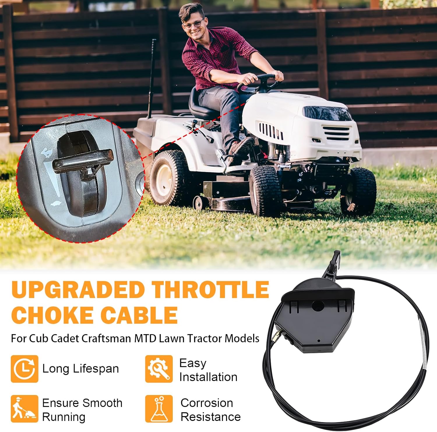 946-05098C Throttle Choke Cable Compatible with Cub Cadet Craftsman MTD Lawn Tractor Throttle/Choke Control Cable XT1-LT46 LT50 GT50 GT54 ST54 XT2-LT54 LX46 GX54 946-05098A 946-05098B 746-05098A - Image 8