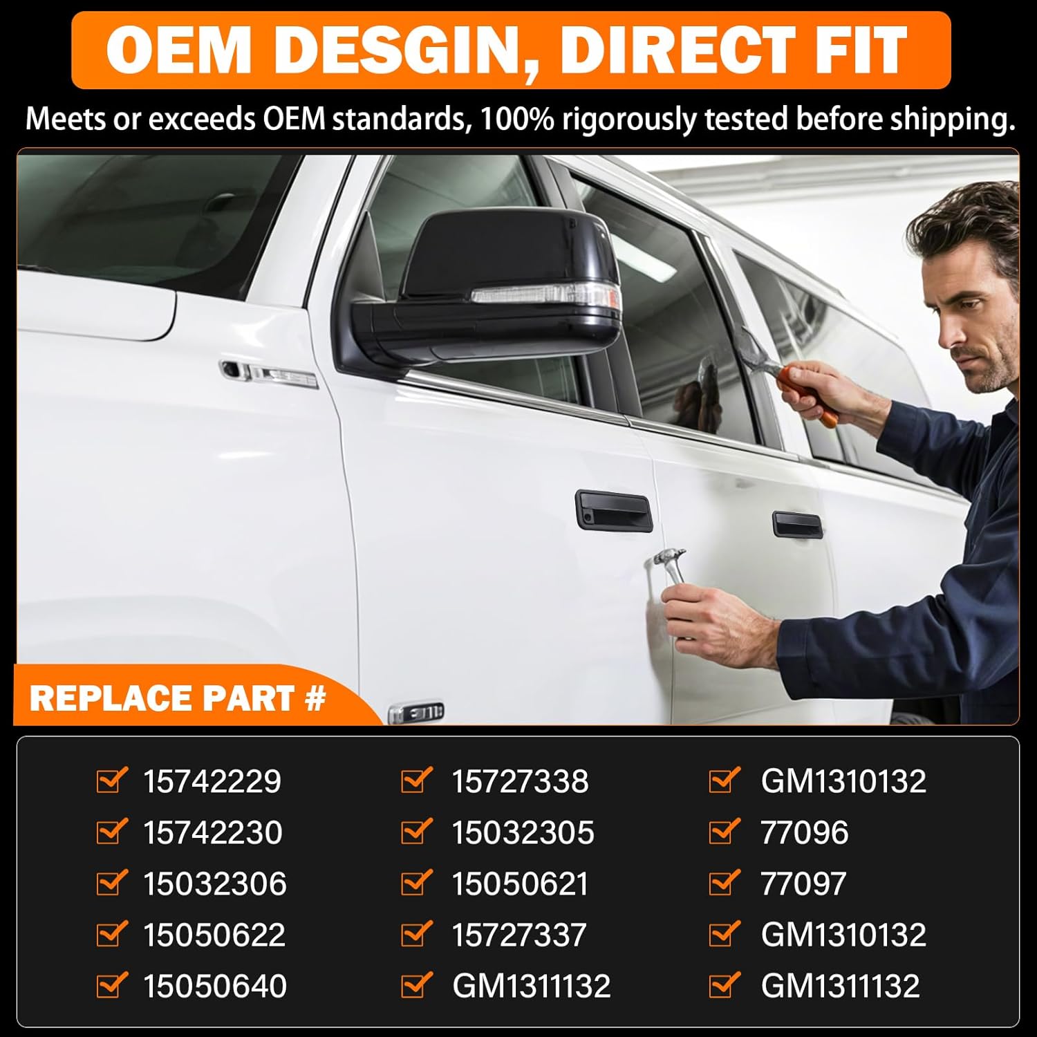 Exterior Door Handles Front/Rear Left & Right for Chevy C1500 C2500 C3500 K1500 K2500 K3500 GMC Yukon Tahoe Suburban Replaces # 15742229, 15742230, 15742233, 15742234 - Image 4