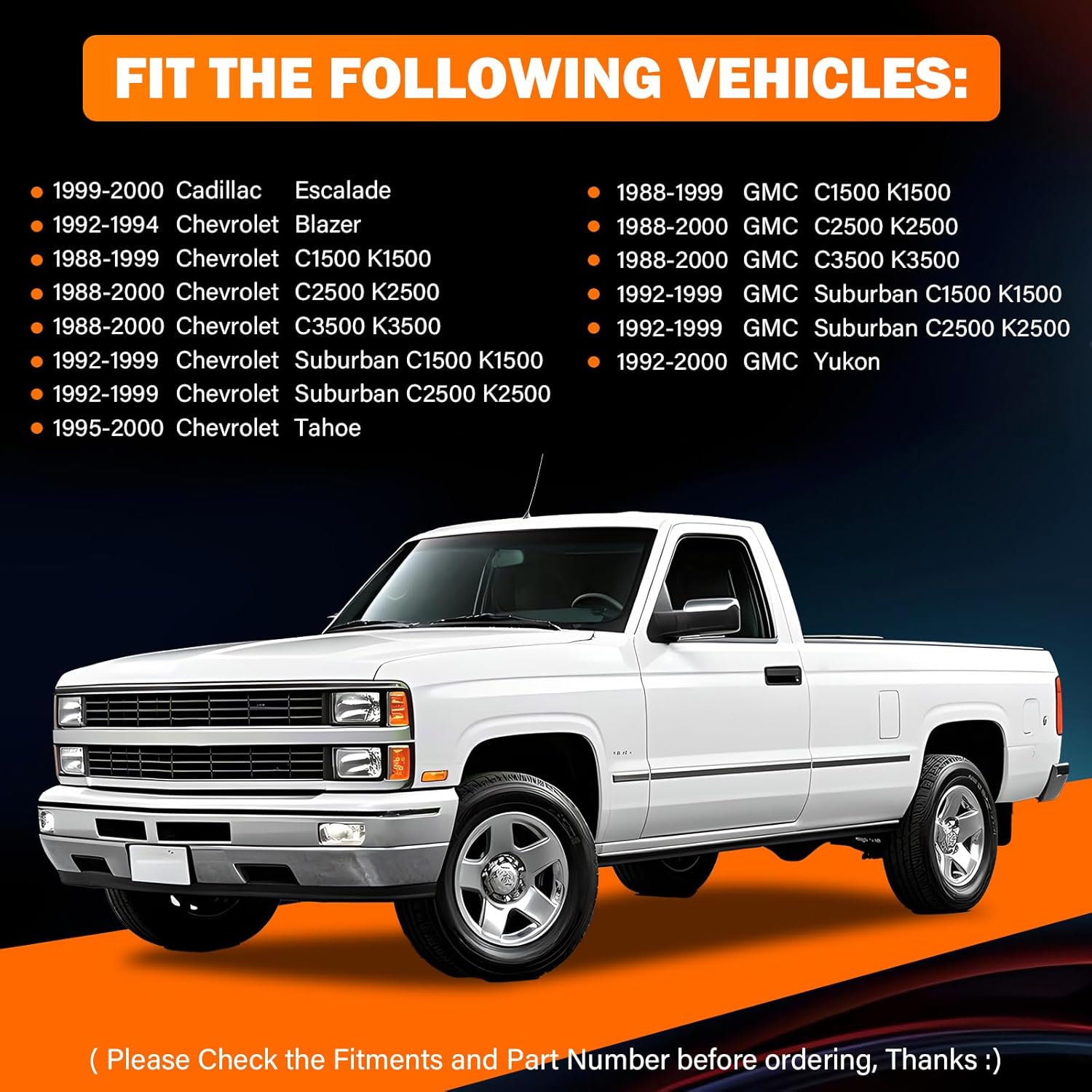 Exterior Door Handles Front/Rear Left & Right for Chevy C1500 C2500 C3500 K1500 K2500 K3500 GMC Yukon Tahoe Suburban Replaces # 15742229, 15742230, 15742233, 15742234 - Image 5
