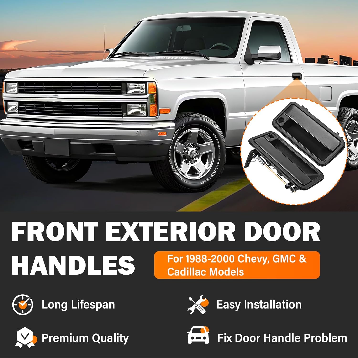 Exterior Door Handles Front/Rear Left & Right for Chevy C1500 C2500 C3500 K1500 K2500 K3500 GMC Yukon Tahoe Suburban Replaces # 15742229, 15742230, 15742233, 15742234 - Image 8