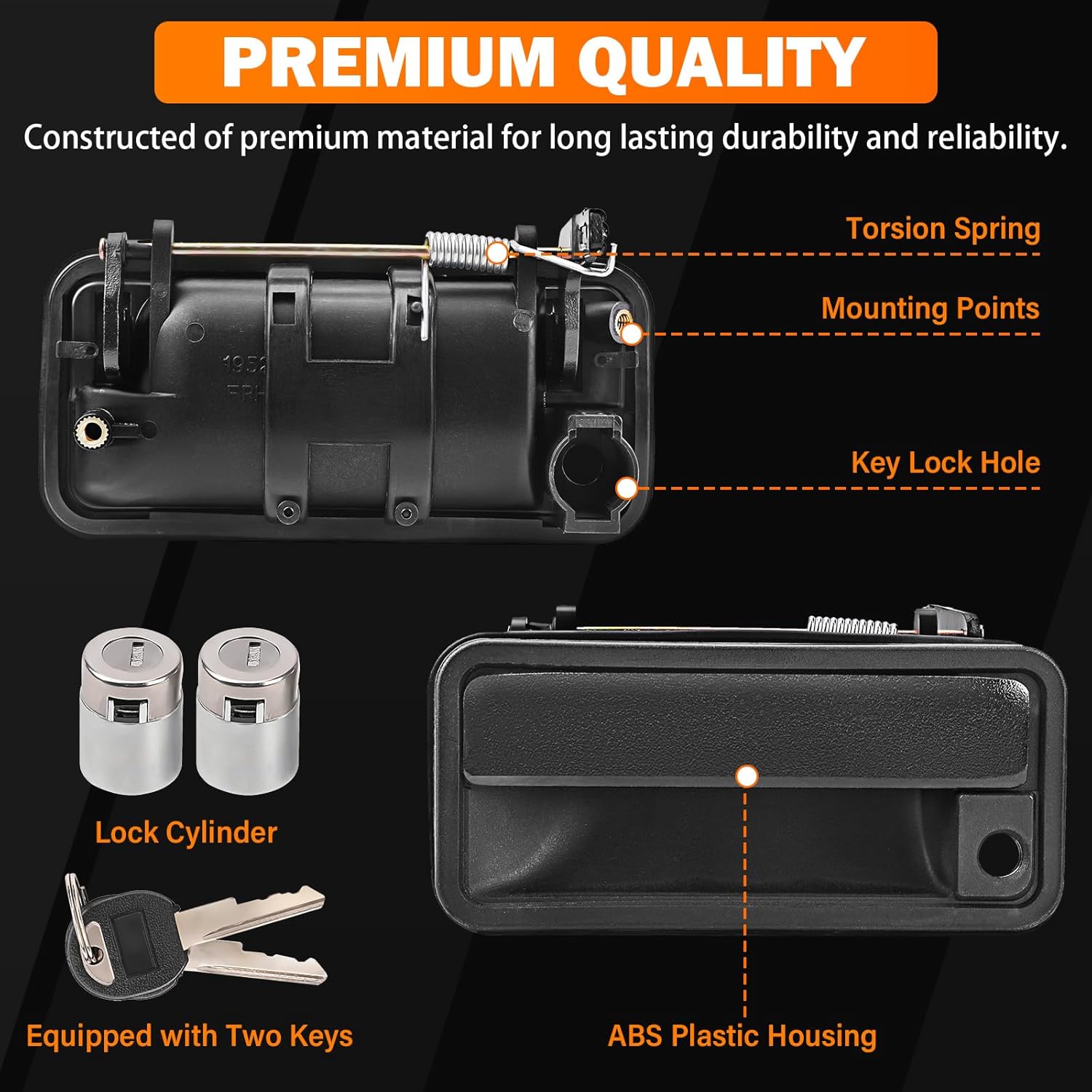 Exterior Door Handle w/Lock Cylinder & Keys for Chevy C1500 C2500 C3500 K1500 K2500 K3500 GMC Yukon Front/Rear Left & Right Chevrolet GMC Truck Door Handles Replace 15742229 15742230 15742233 15742234 - Image 3