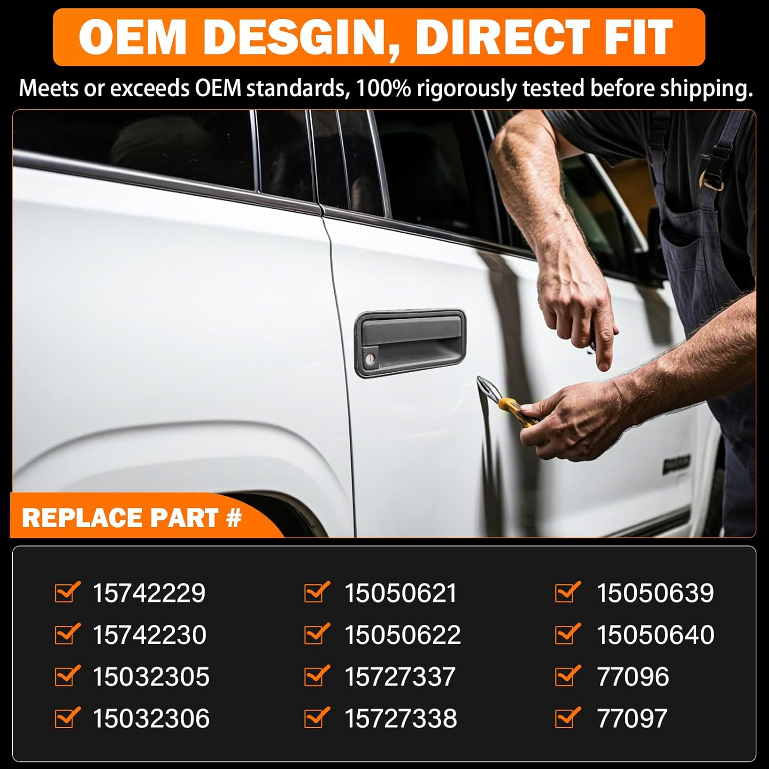 Exterior Door Handle w/Lock Cylinder & Keys for Chevy C1500 C2500 C3500 K1500 K2500 K3500 GMC Yukon Front/Rear Left & Right Chevrolet GMC Truck Door Handles Replace 15742229 15742230 15742233 15742234 - Image 4