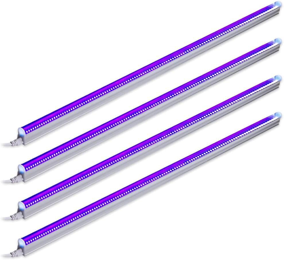 UV LED Blacklight Bar, 22W 4ft, T5 Integrated Bulb, Black Light Fixture for Blacklight Poster, Halloween Decorations and Christmas Party, Fun Atmosphere with Built-in on, Off Switch (4-Pack) - Image 1