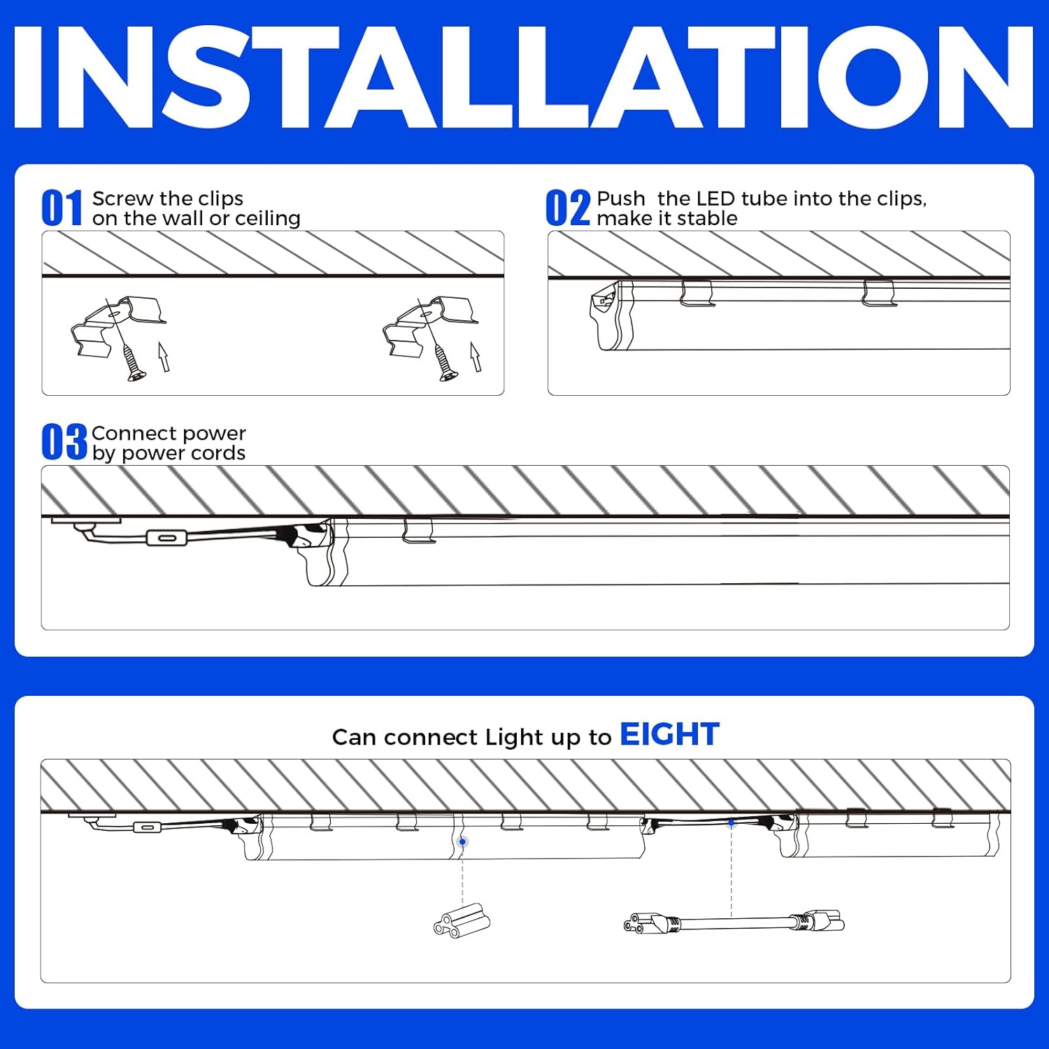 UV LED Blacklight Bar, 22W 4ft, T5 Integrated Bulb, Black Light Fixture for Blacklight Poster, Halloween Decorations and Christmas Party, Fun Atmosphere with Built-in on, Off Switch (4-Pack) - Image 5