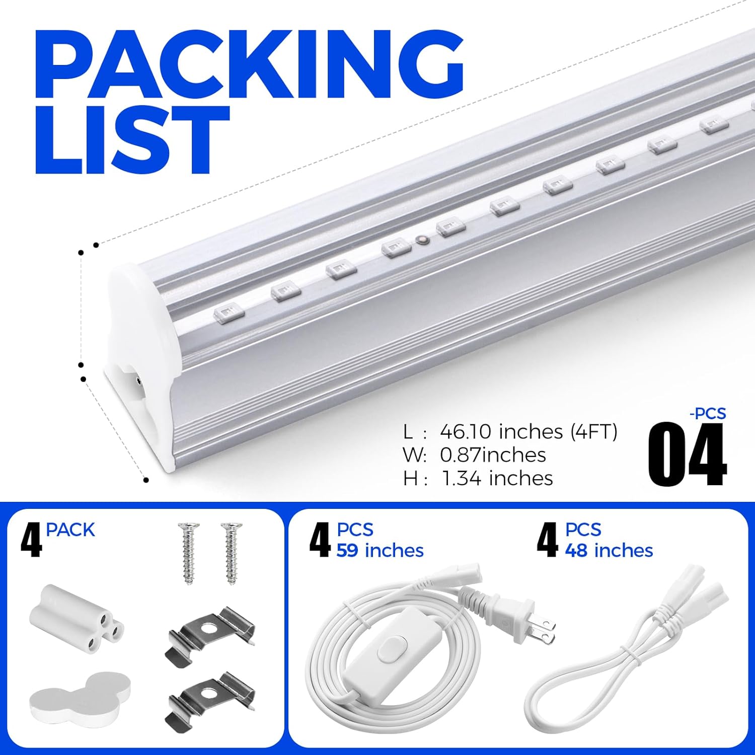 UV LED Blacklight Bar, 22W 4ft, T5 Integrated Bulb, Black Light Fixture for Blacklight Poster, Halloween Decorations and Christmas Party, Fun Atmosphere with Built-in on, Off Switch (4-Pack) - Image 6