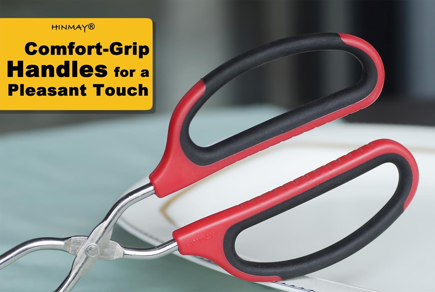 Stainless Steel Kitchen Scissor Tongs Set for Cooking, Grilling & Serving, 3-Piece with Red Handle (10/12/16 Inch) - Image 5