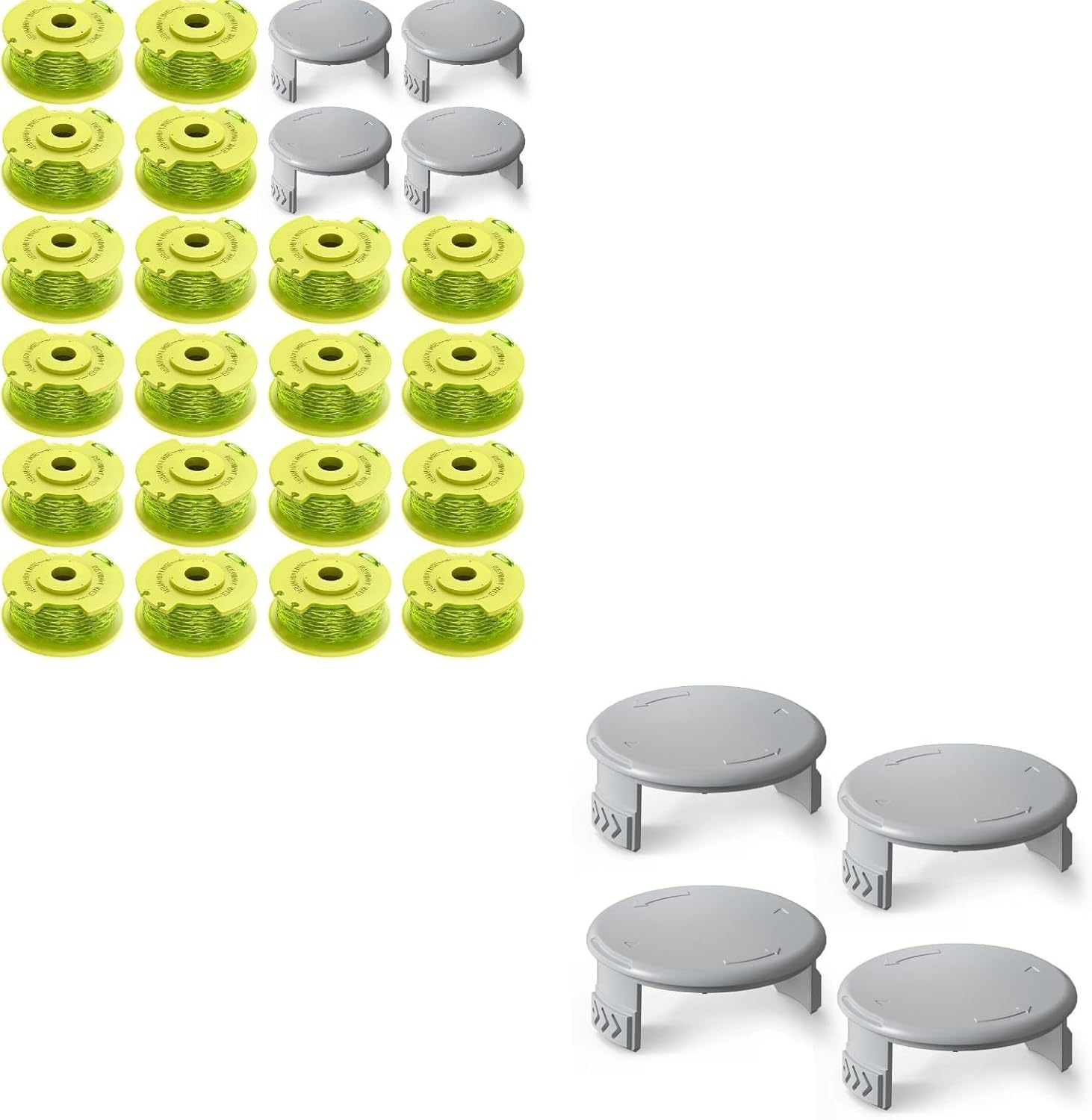 24 PCS Weed Wacker String and 4 Pack AC14HCA Replacement Spool Cap Compatible with Ryobi One Plus+ AC80RL3 - Image 1