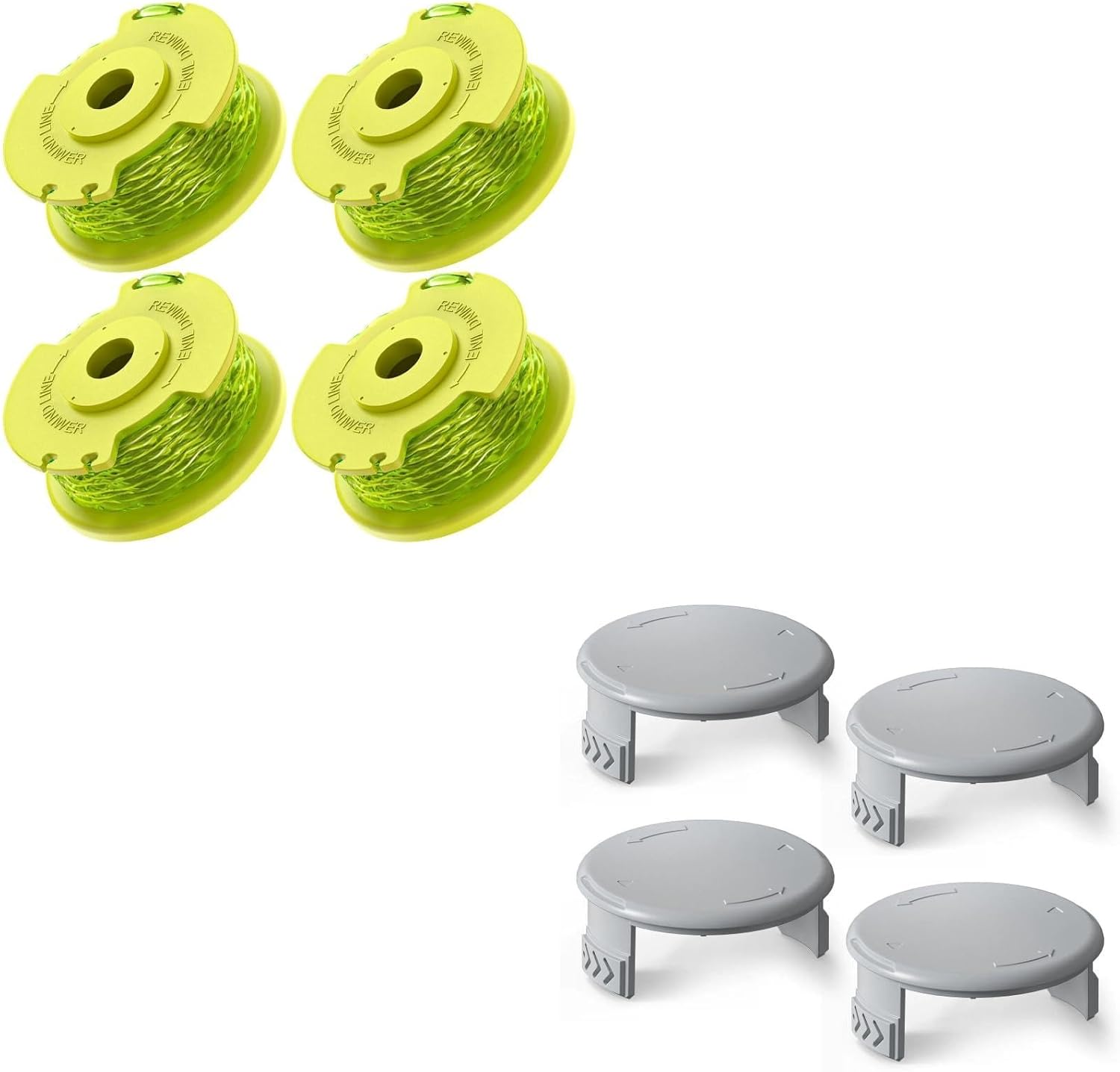 4 PCS Weed Wacker String and 4 Pack AC14HCA Replacement Spool Cap Compatible with Ryobi One Plus+ AC80RL3 - Image 1