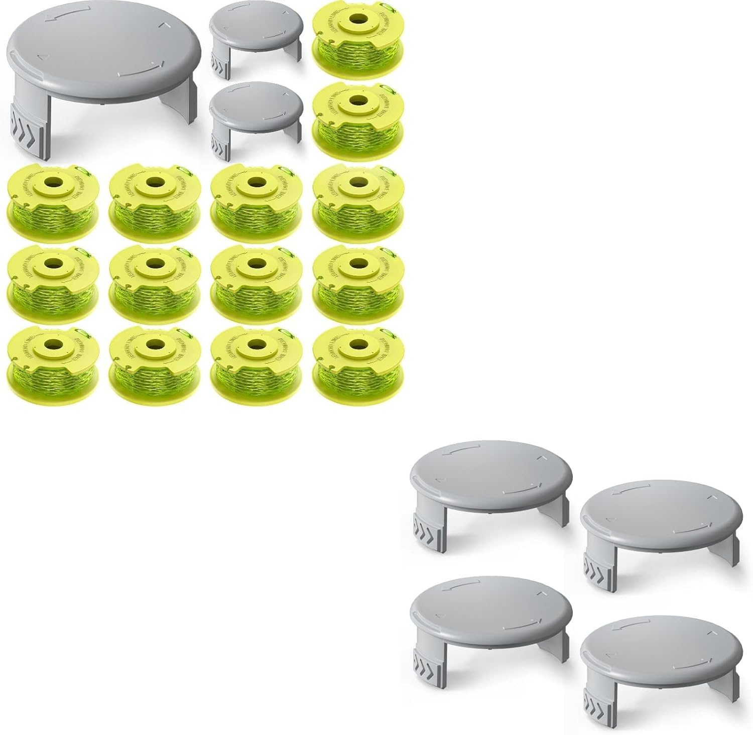 17 PCS Weed Wacker String and 4 Pack AC14HCA Replacement Spool Cap Compatible with Ryobi One Plus+ AC80RL3 - Image 1