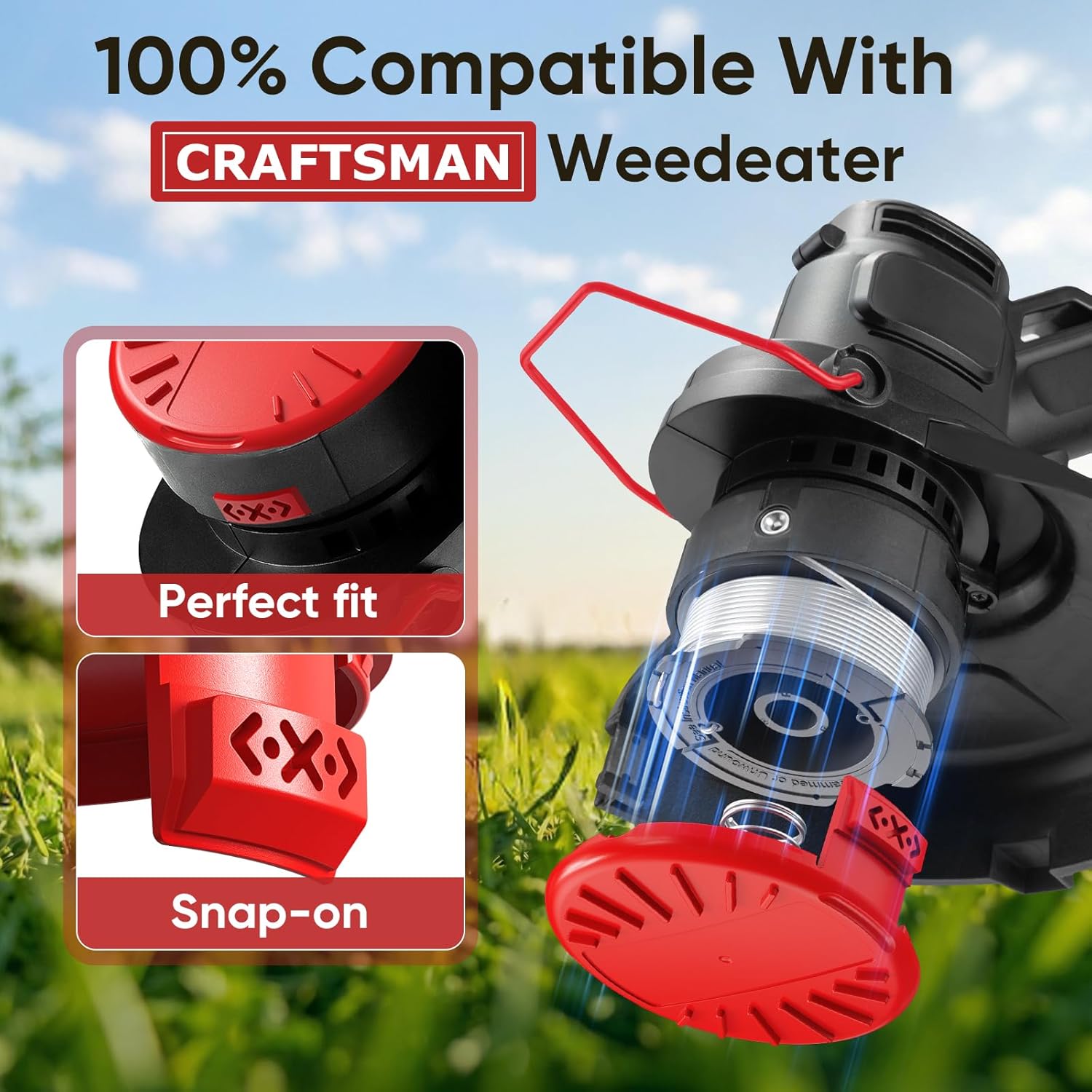 8 Pack CMZST0803 CMZST080 Weed Eater String and 4 Pcak CMZST120SC String Trimmer Spool Cap Compatible with Craftsman Weed Wacker - Image 7