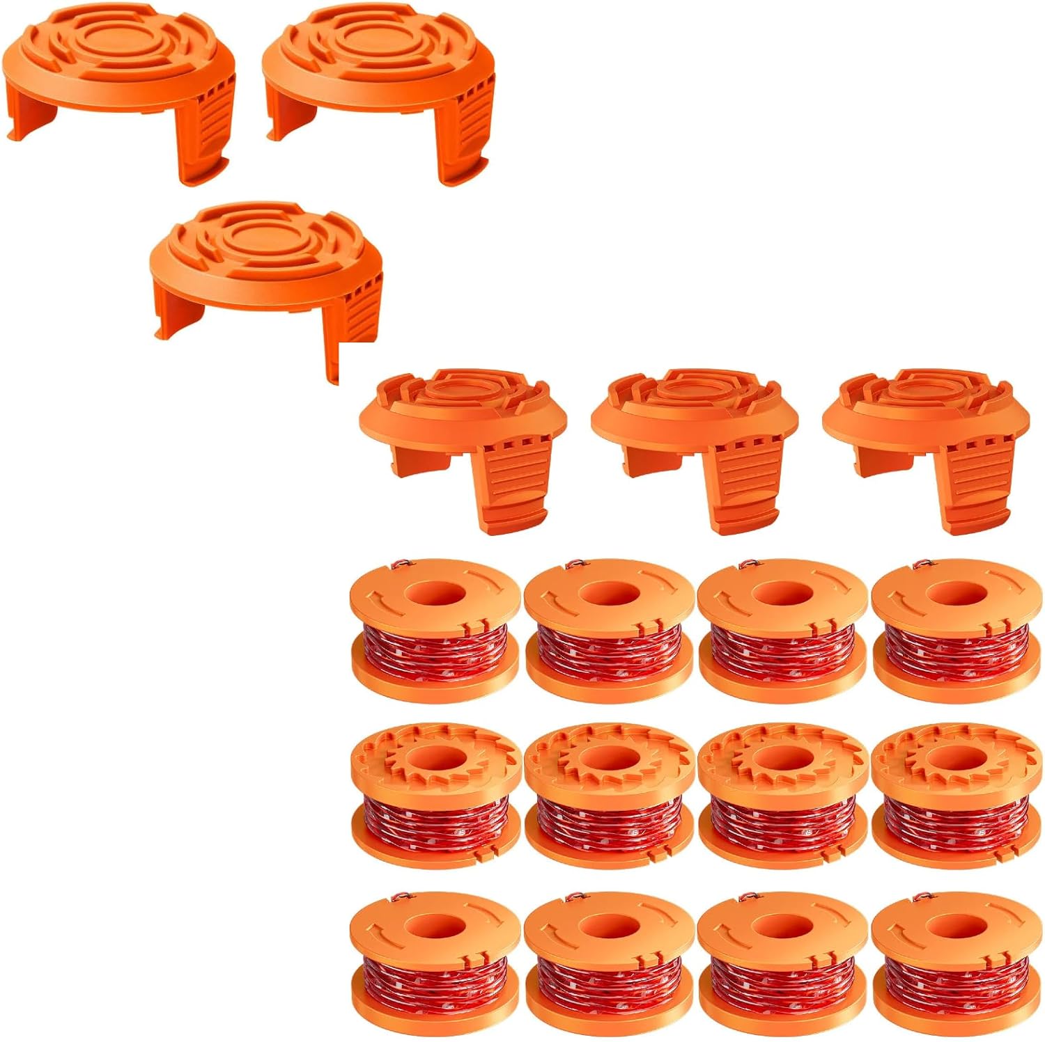 18 Pack WA0010 Replacement Trimmer Line Spool Compatible with Worx, 120ft .065 inch, Compatible with Worx String Trimmers (12 Line spools+6 Cap) - Image 1