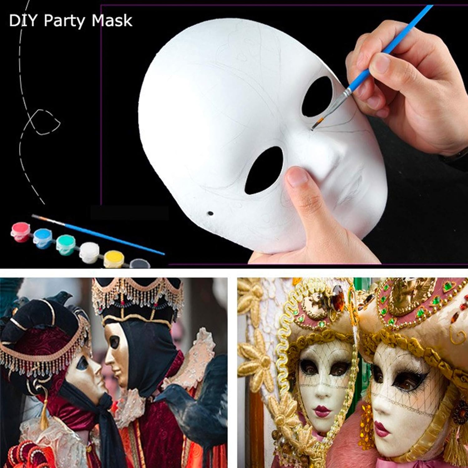 14 Pack Paper Mache Masks - 2 Sizes for Artistic Projects, Theater, Halloween, Masquerade Parties, Classroom Art - Image 6
