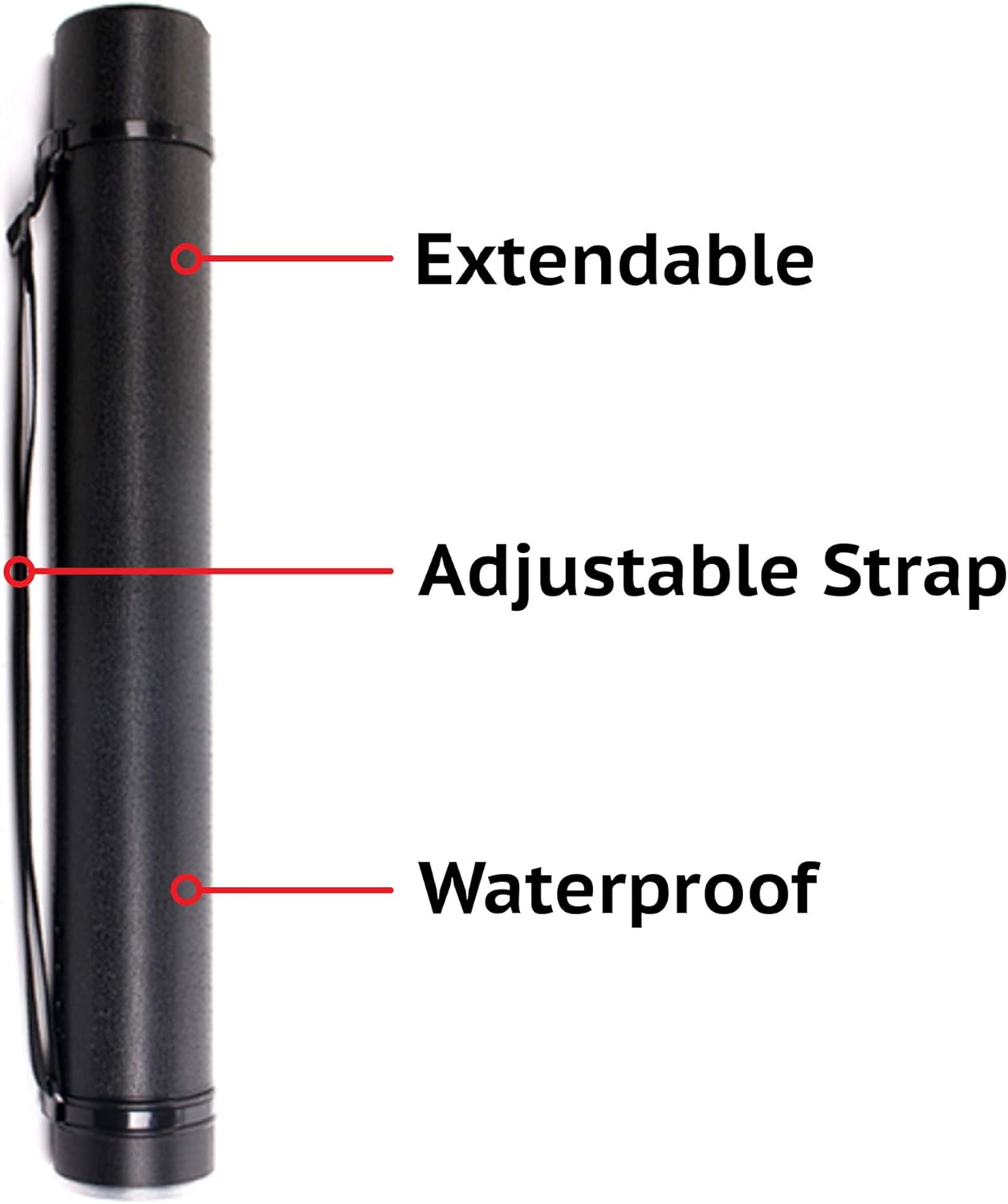 2-Pack Extendable Poster Tubes Expand from 24.5” to 40” with Shoulder Strap | Carry Documents, Blueprints, Drawings and Art | Black Portable Durable Round Storage Cases with Lids and Labels - Image 4