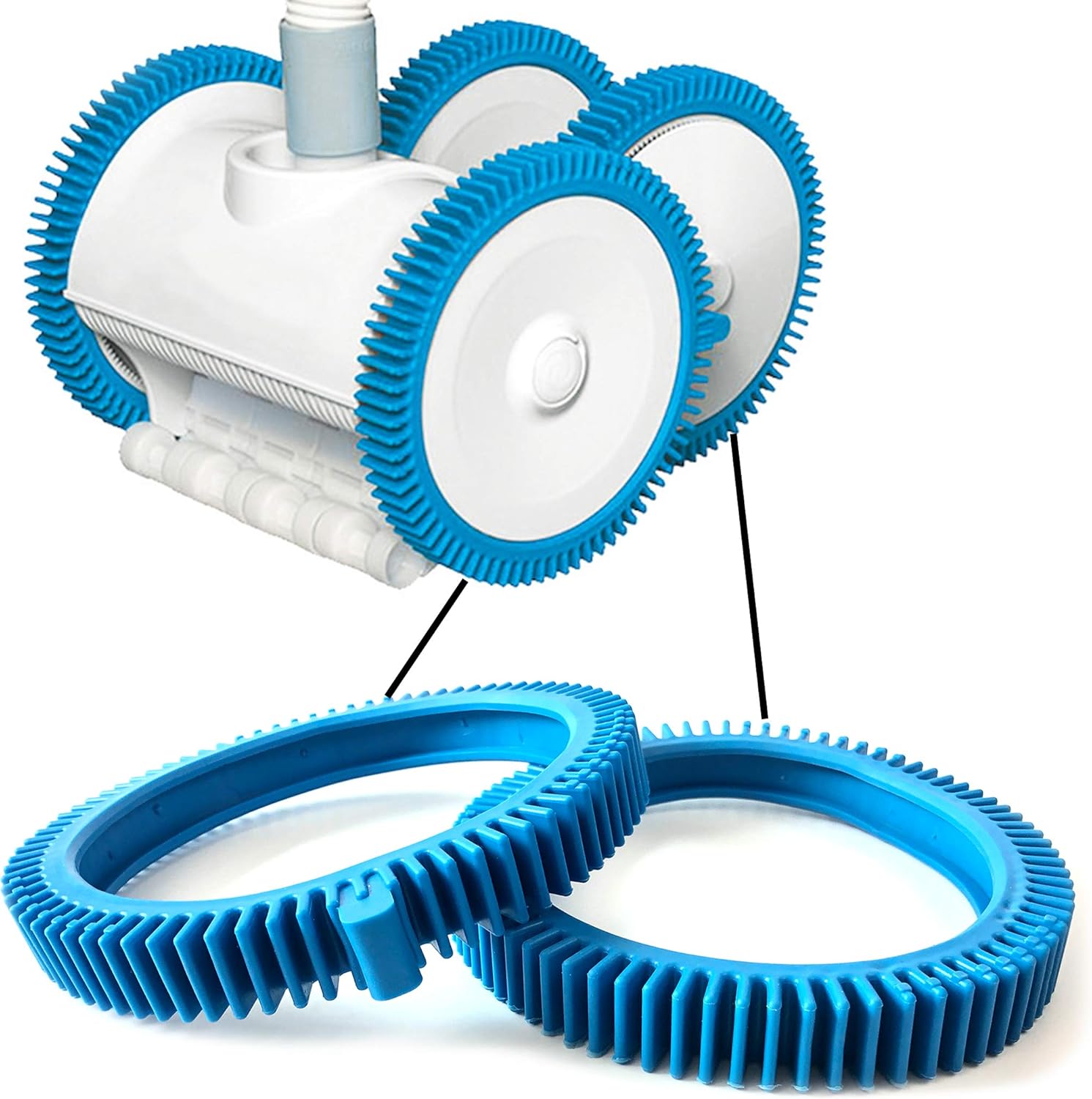 Pool Cleaner Front Tire and Rear Tire Combo Kit, Compatible with Poolvergnuegen Super Hump 896584000-143 and 896584000-082 (2-Pack Front & 2-Pack Rear) - Image 3