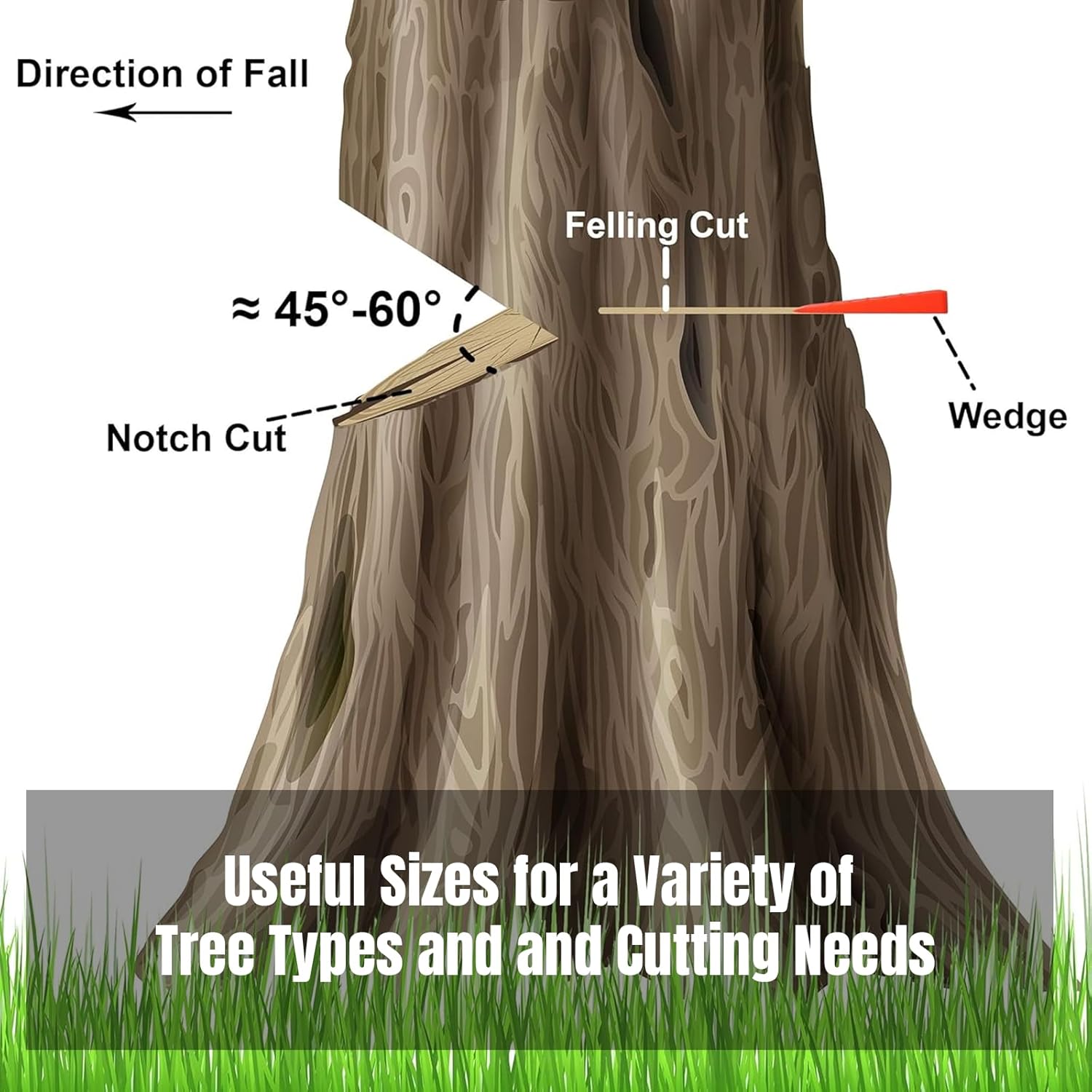 6 Pack Tree Felling Wedges with Spikes for Safe Tree Cutting – 2 Each of 10