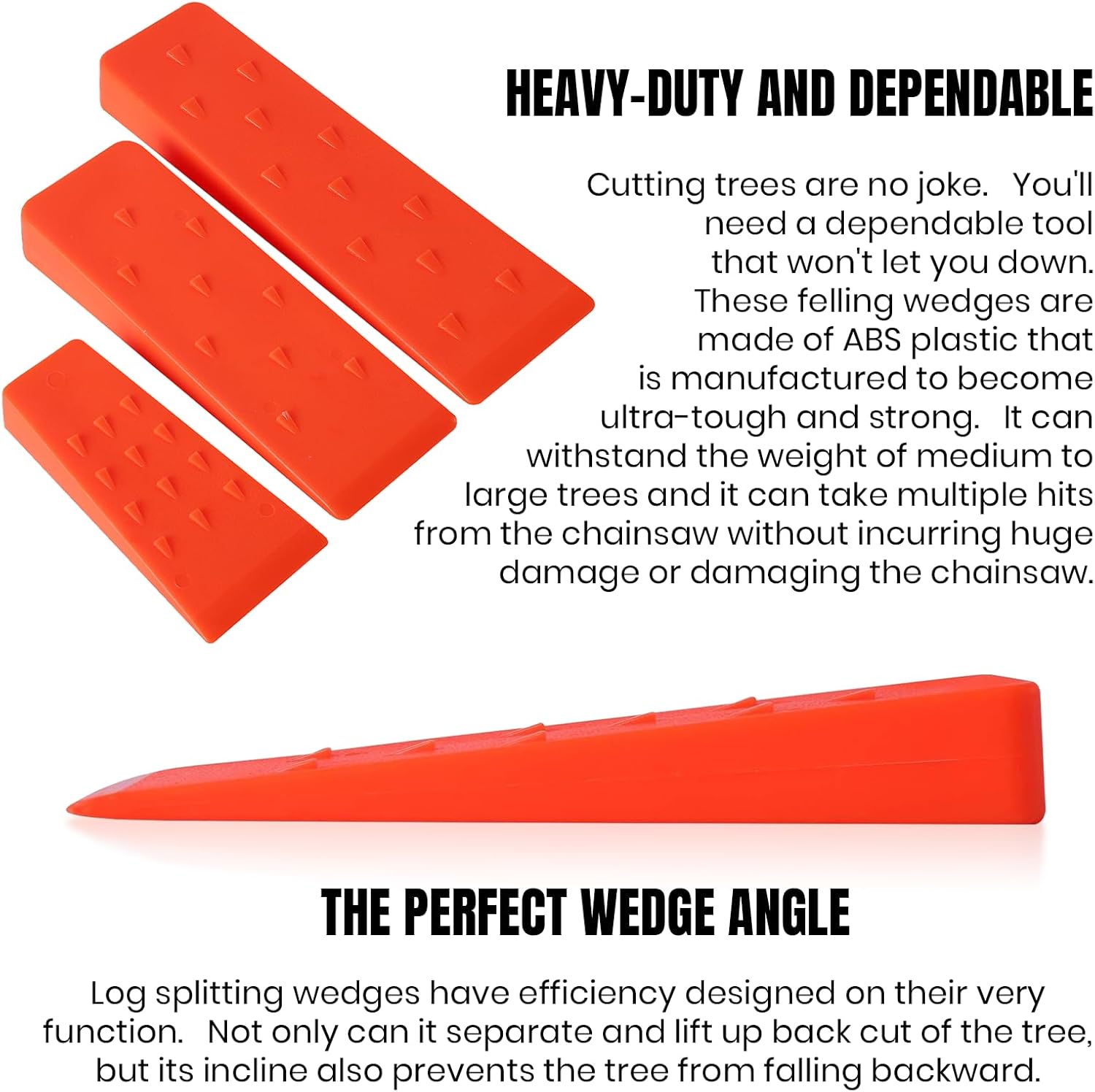 6 Pack Tree Felling Wedges with Spikes for Safe Tree Cutting – 2 Each of 10