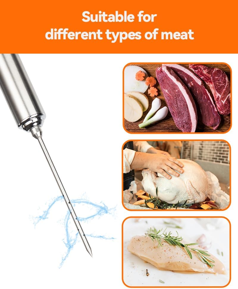 Meat Injector Syringe, 2oz Turkey Injector Seasoning, 304-Stainless Steel Seasoning Injector with 3 Marinade Needles and 3 Cleaning Brushes for Smoked BBQ Grilling - Image 4