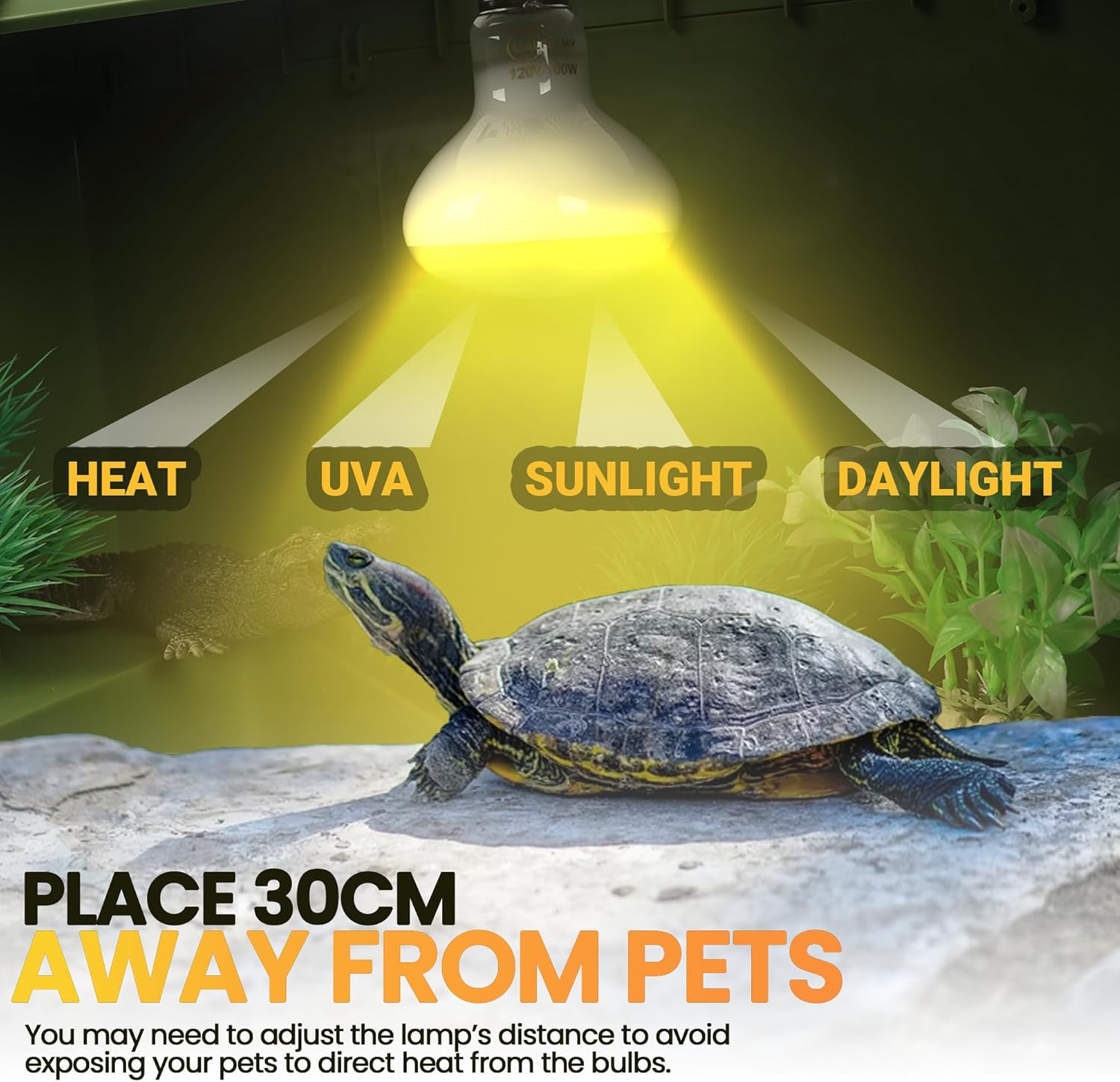 (4-Pack 100W Reptile Heat Lamp Bulbs - UVA Daylight Basking Light Bulbs for Reptiles, Turtles, Lizard, Bearded Dragon and Amphibians - 120V R80 Reflector Bulbs with E26 Screw Cap Base - Image 3