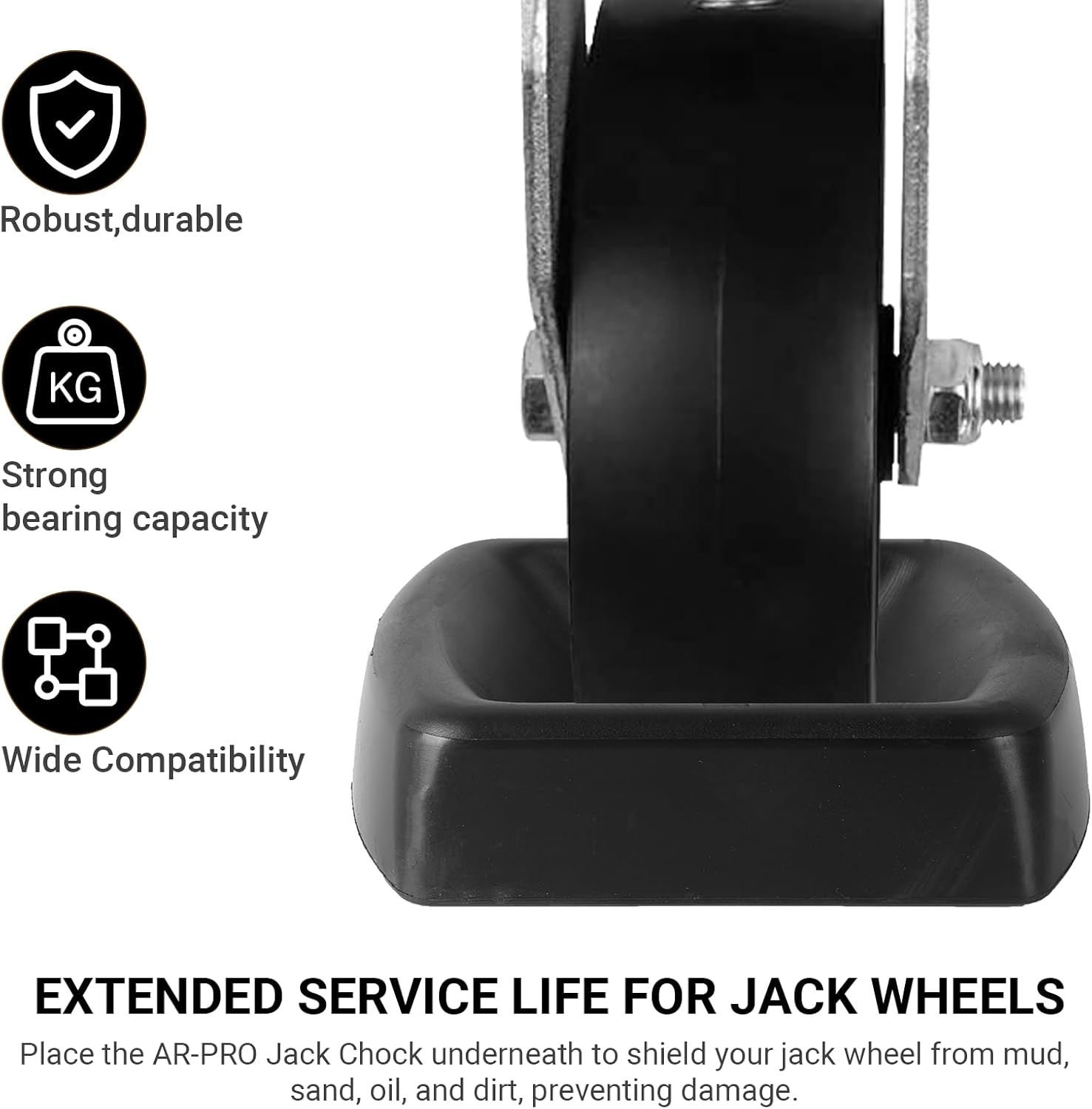 Jack Wheel Chock Stabilizer - Heavy Duty Rubber Travel Trailer Jack Caster Wheel Dock 6