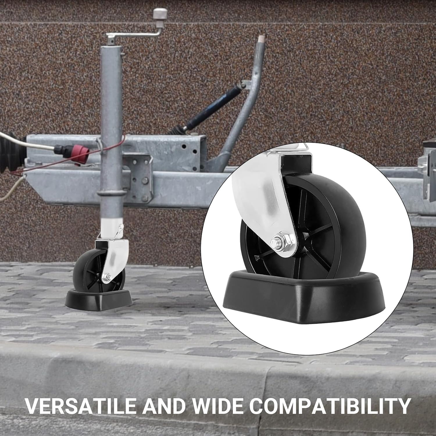 Jack Wheel Chock Stabilizer - Heavy Duty Rubber Travel Trailer Jack Caster Wheel Dock 6