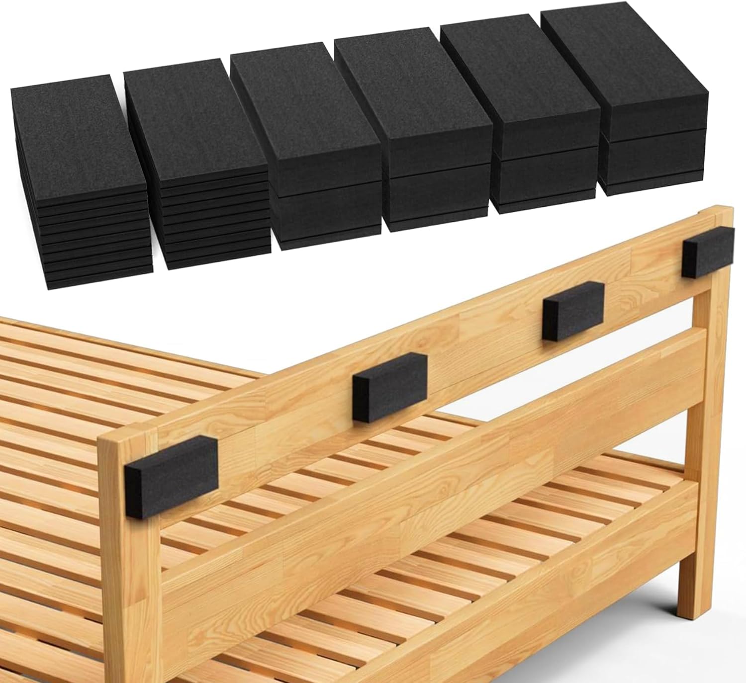 32Pc Eva Foam Headboard Stoppers for Wall, 25mm Thicker Bed Stoppers for Headboard, 8Pcs (25mm) + 24Pcs (5mm), Furniture Wall Protectors,40 * 80 mm (Black) - Image 1