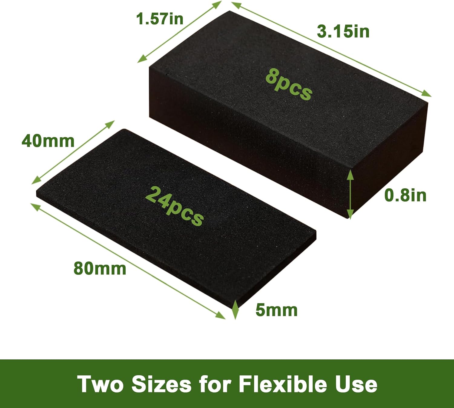 32Pc Eva Foam Headboard Stoppers for Wall, 25mm Thicker Bed Stoppers for Headboard, 8Pcs (25mm) + 24Pcs (5mm), Furniture Wall Protectors,40 * 80 mm (Black) - Image 2