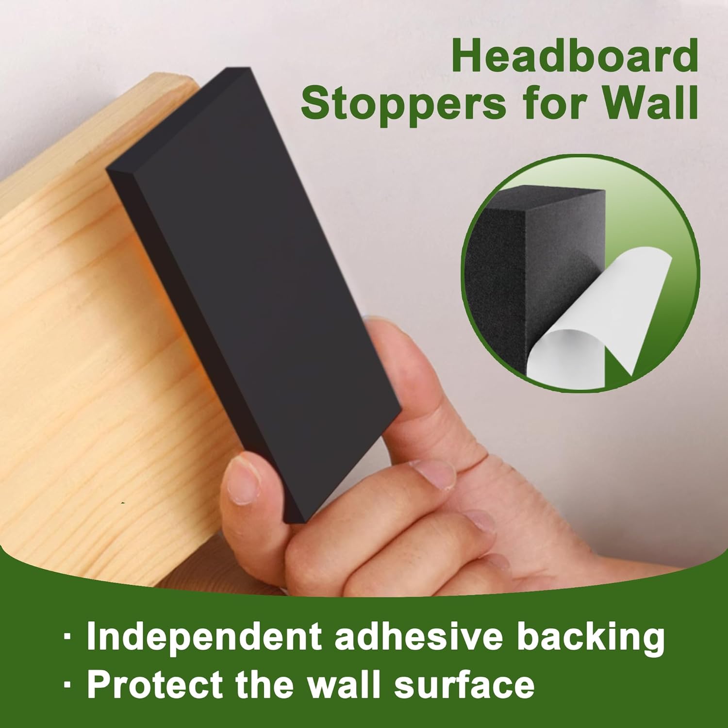 32Pc Eva Foam Headboard Stoppers for Wall, 25mm Thicker Bed Stoppers for Headboard, 8Pcs (25mm) + 24Pcs (5mm), Furniture Wall Protectors,40 * 80 mm (Black) - Image 3
