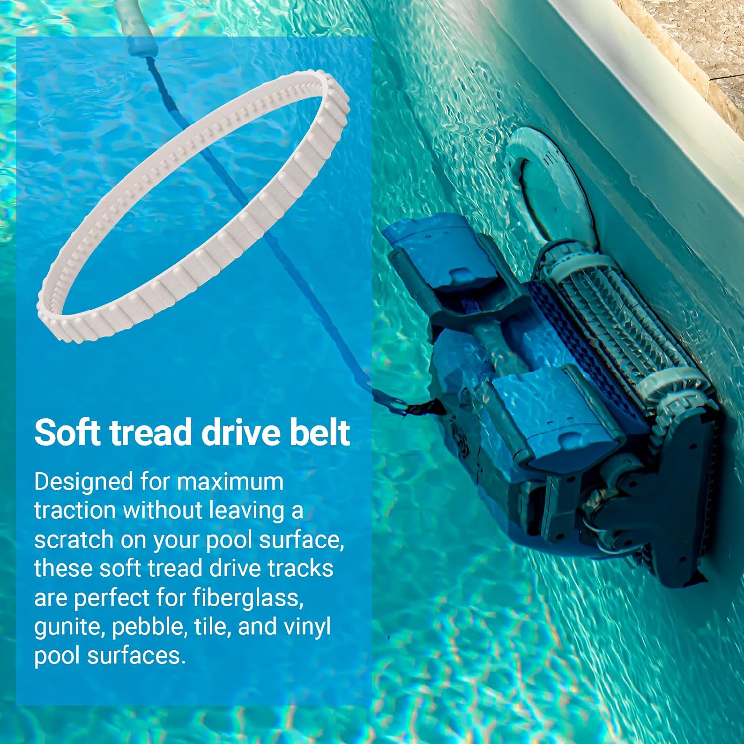 (2 Pack)  RCX23002 Replacement Soft Tread Drive Belt - Premium, Heavy-Duty Rubber Pool Cleaner Parts | Compatible with Aquavac Tiger Shark (Plus and QC) and SharkVac Pool Cleaners - Image 5