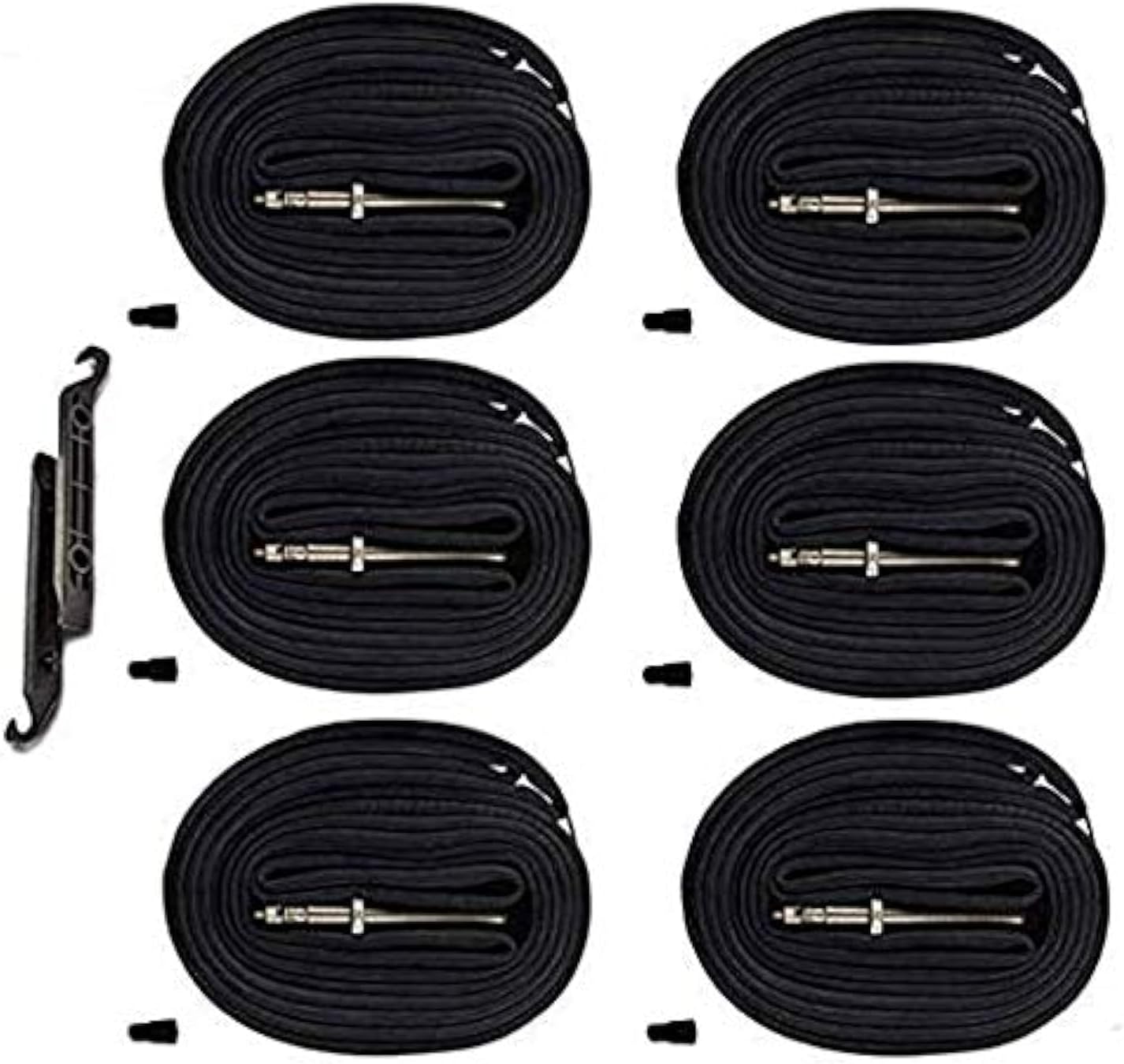 （6-Pack 700x20-25C Road Bike Replacement Inner Tubes Presta Valve 42mm for Road Bikes with Tire Size of 700c x 20, 23, and 25 (6 Inner Tubes with 2 Tire Levers) - Image 1