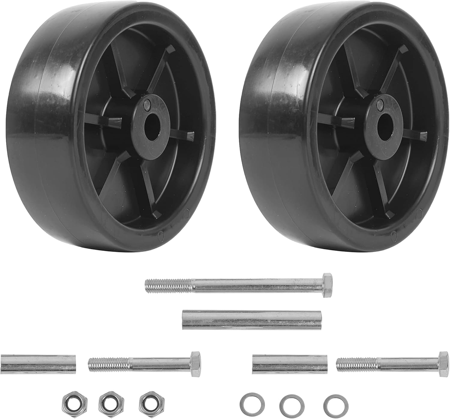 (2-Pack)  6-Inch Boat Trailer Jack Wheels - Universal Fit Black Plastic Caster Wheels - Includes All Mounting Hardware - Suitable for Boat Trailer Jacks with 1 or 2 Wheels - Image 1