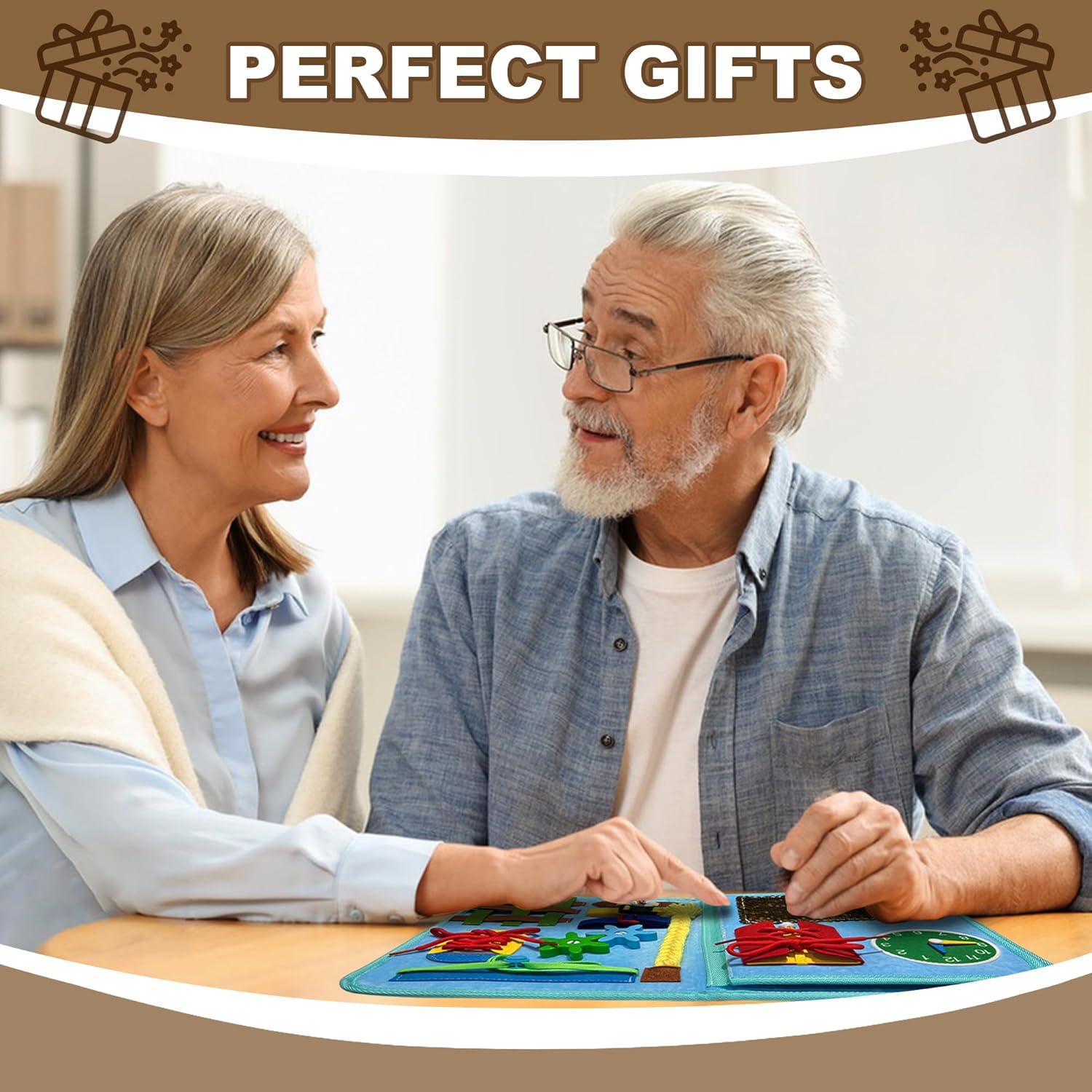 Blue Fidget Blanket for Dementia Patients | Dementia Activities for Seniors | Fidget Blanket for Adults with Dementia , Busy Blanket for Dementia Patients, 12*20 in - Image 5