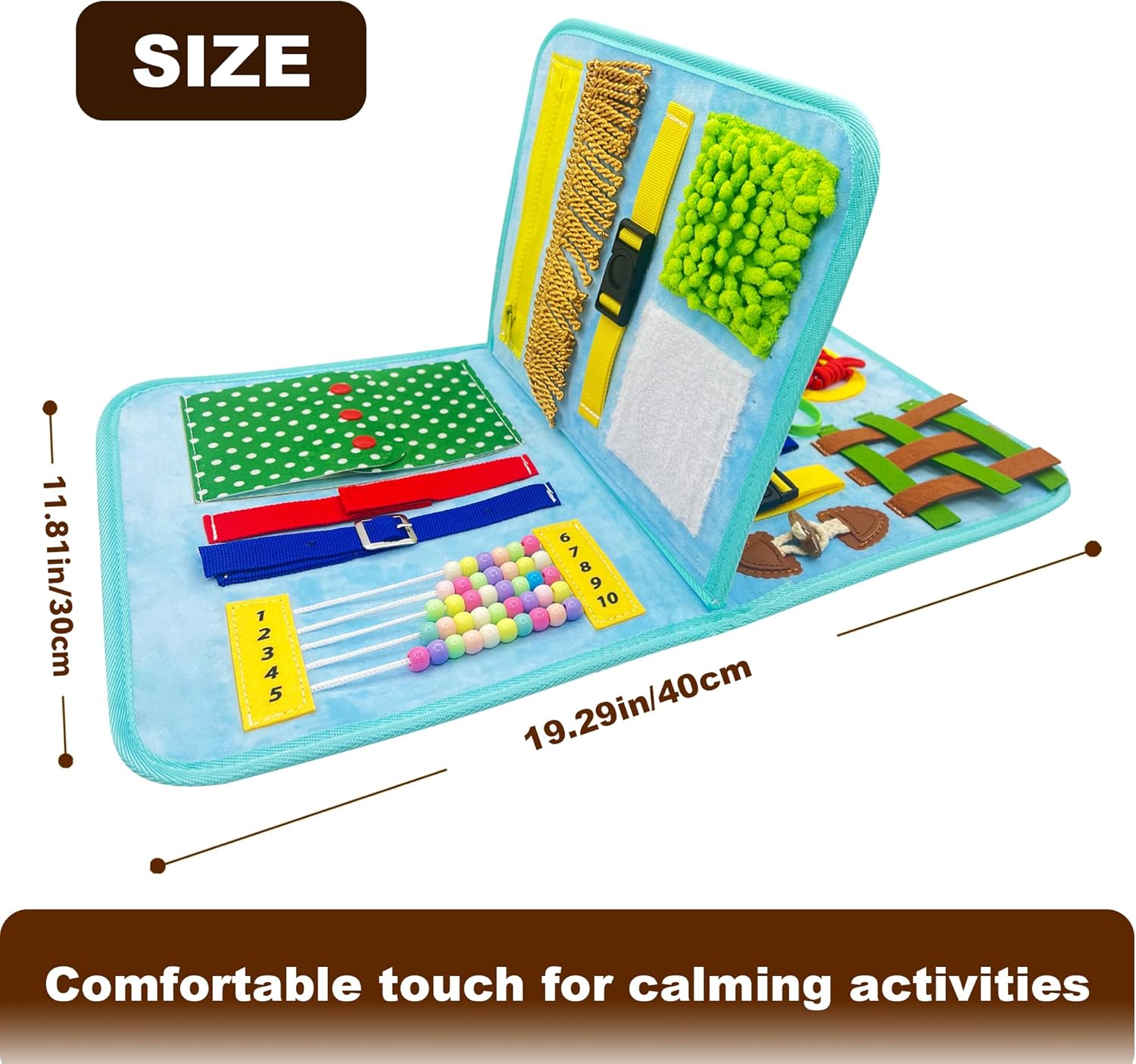 Blue Fidget Blanket for Dementia Patients | Dementia Activities for Seniors | Fidget Blanket for Adults with Dementia , Busy Blanket for Dementia Patients, 12*20 in - Image 6