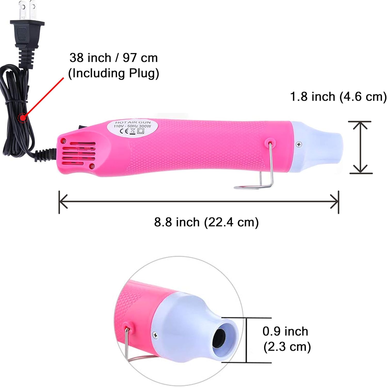 Pink Heat Gun for Crafts and (24-Pack) Hyper-Realistic White Wooden Eggs for Painting - Image 3