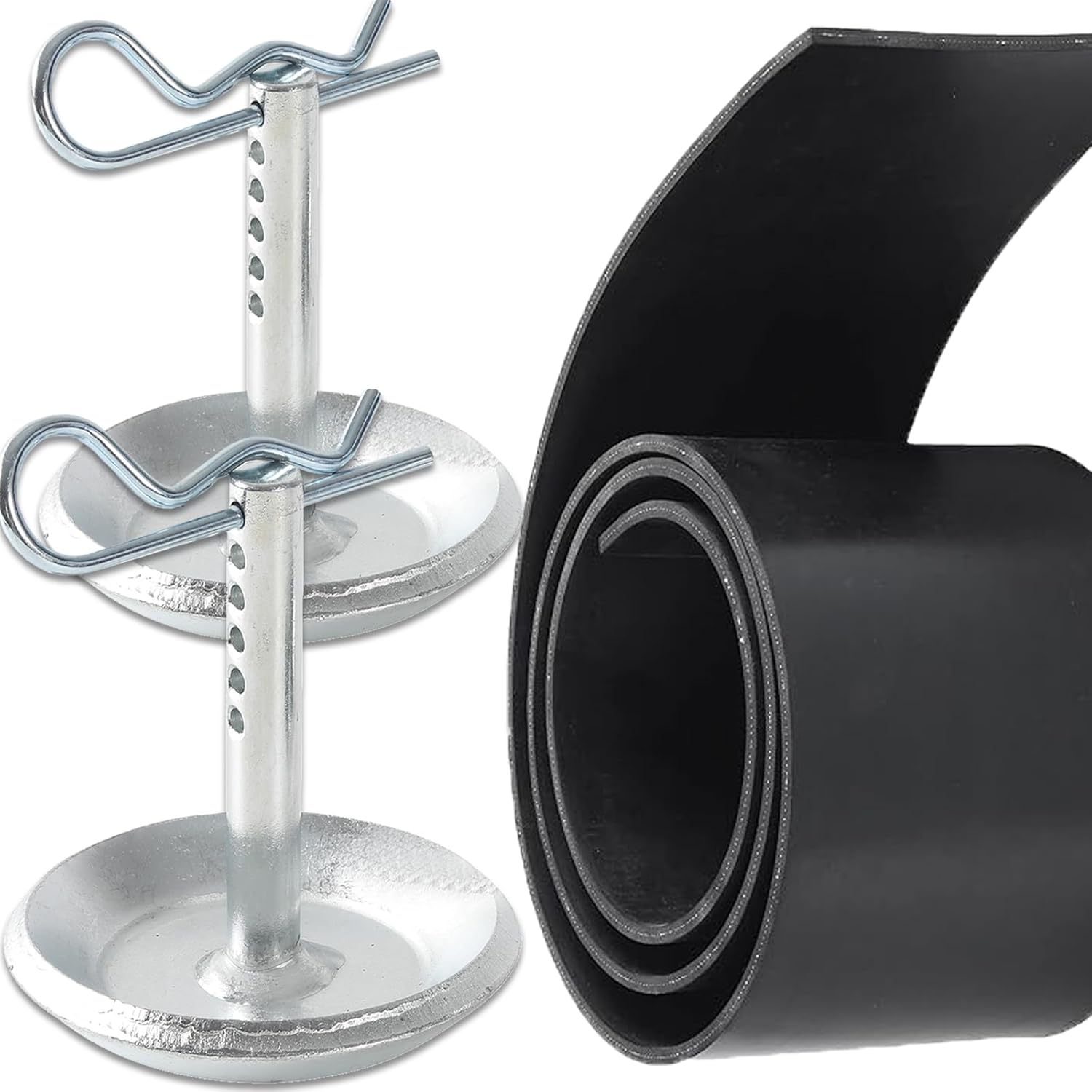 Replacement Polaris Snow Plow Skid Shoes and Universal Rubber Flap - Image 1