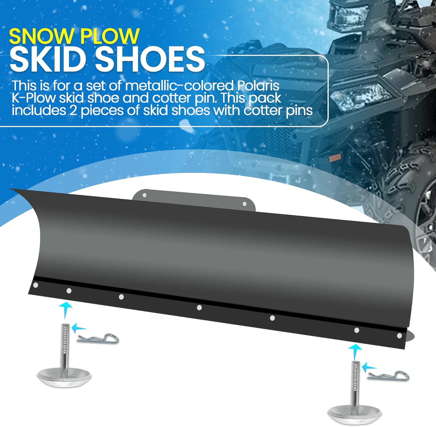 Replacement Polaris Snow Plow Skid Shoes and Universal Rubber Flap - Image 4