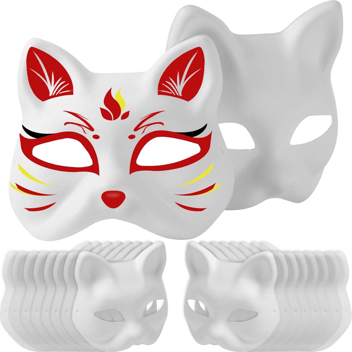 (30+16PCS) Paper Mache Masks & Cat Mask White Blank for Party, Cosplay, Artistic Projects, Theater, Halloween, Masquerade Parties, Classroom Art - Image 5