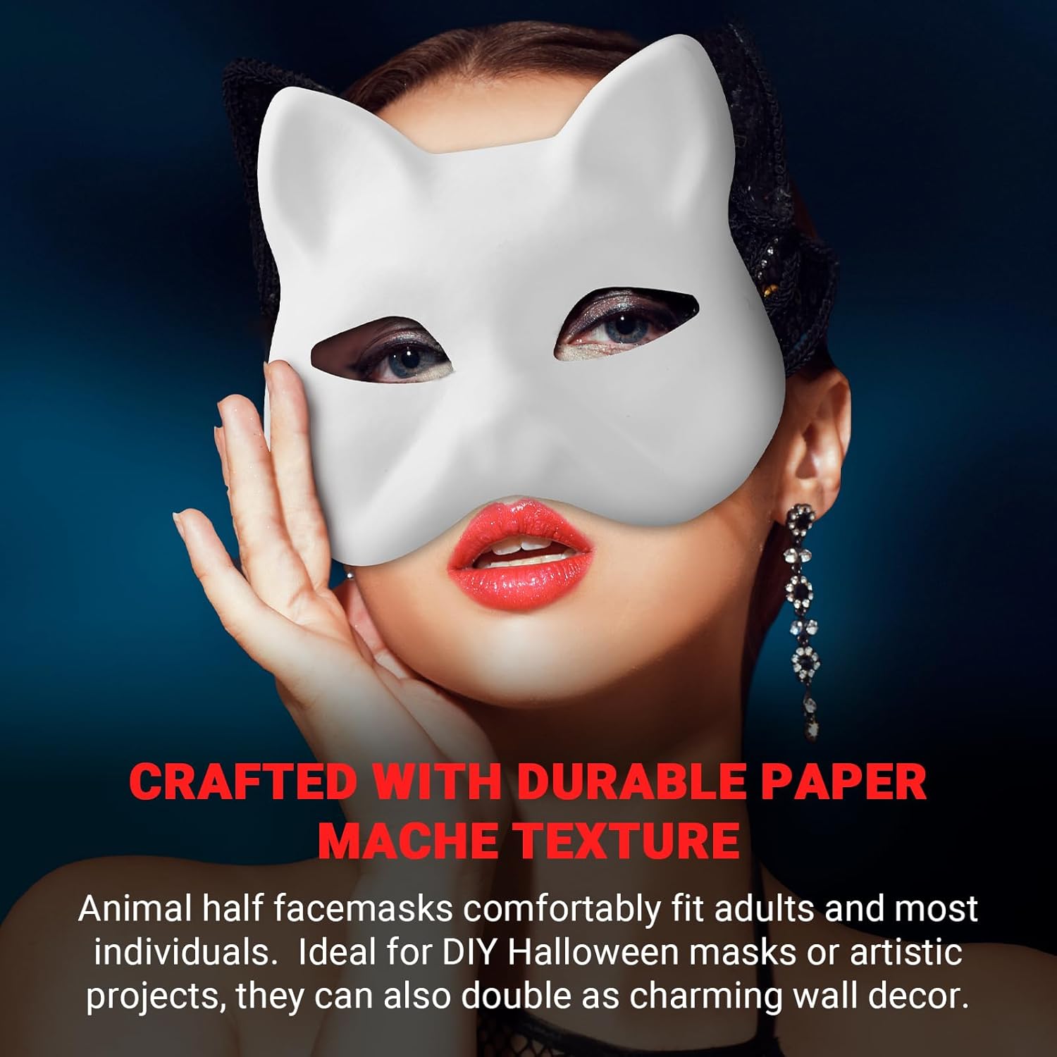 (30+16PCS) Paper Mache Masks & Cat Mask White Blank for Party, Cosplay, Artistic Projects, Theater, Halloween, Masquerade Parties, Classroom Art - Image 7