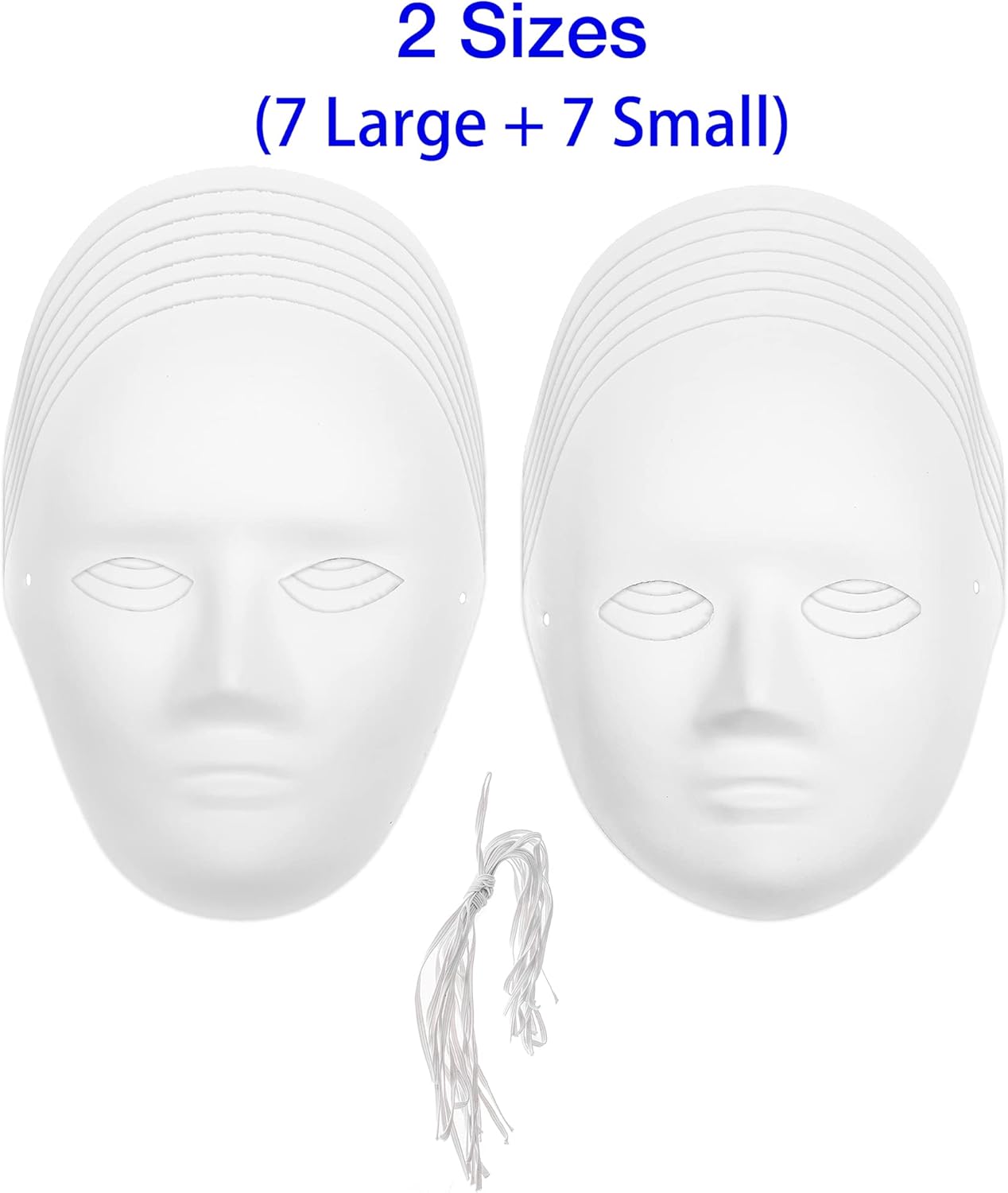 14-Pack Paper Mache Masks (2 Sizes) & 16-Pack Cat Mask White Blank for Party, Cosplay, Artistic Projects, Theater, Halloween, Masquerade Parties, Classroom Art - Image 3