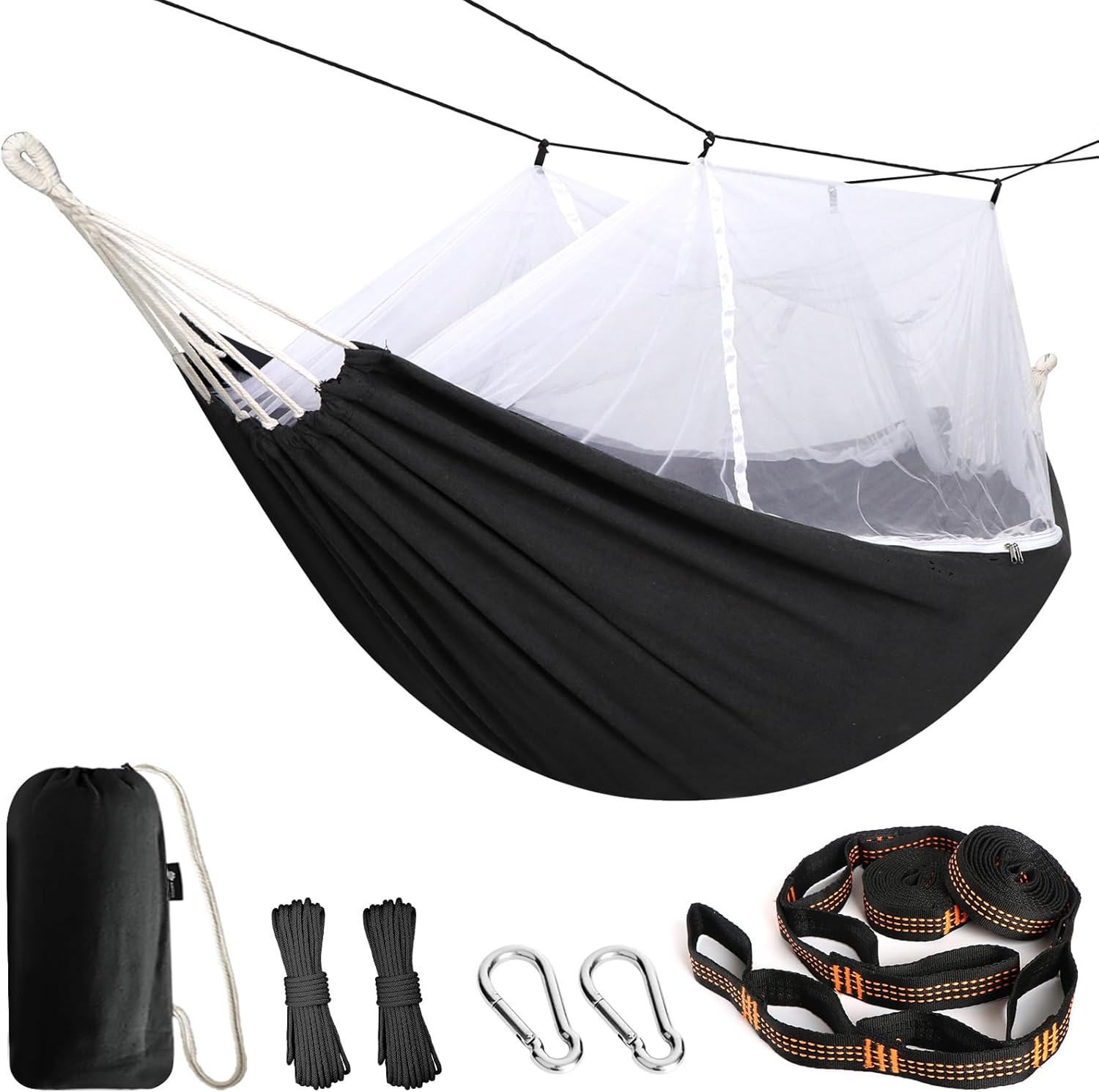 Camping Hammock with Mosquito Netting and Tree Straps - Sturdy Up to 450lbs for Outdoor, Backyard, Backpacking, Hiking - Image 1
