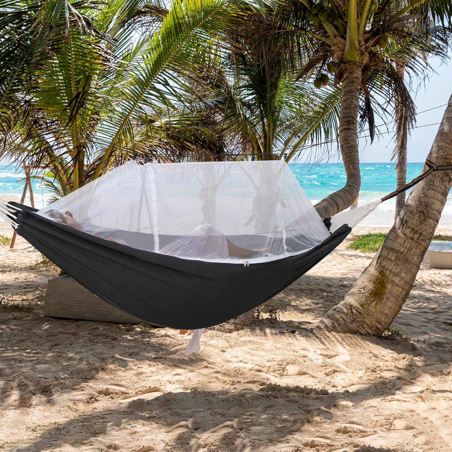 Camping Hammock with Mosquito Netting and Tree Straps - Sturdy Up to 450lbs for Outdoor, Backyard, Backpacking, Hiking - Image 7