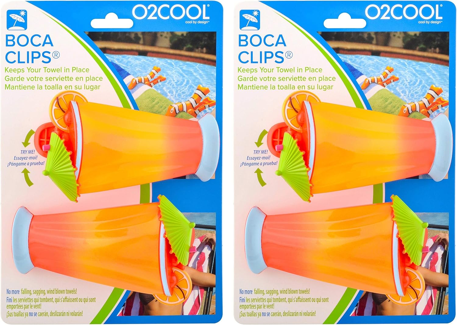 Boca Clips - Beach Towel Clips for Beach Chairs, Pool and Patio Accessories Clothes Pins for Bags, 2-Pack (Caribbean Cocktail) - Image 2