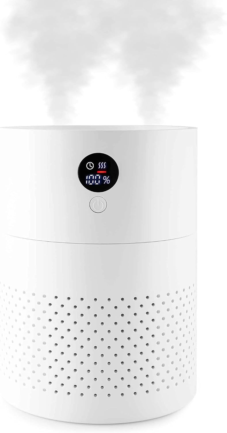 Portable Cool Mist Humidifier 2 Liter Capacity Rechargeable Battery Powered 2 Misting Modes Led Display Panel and Auto Shut Off - Image 1