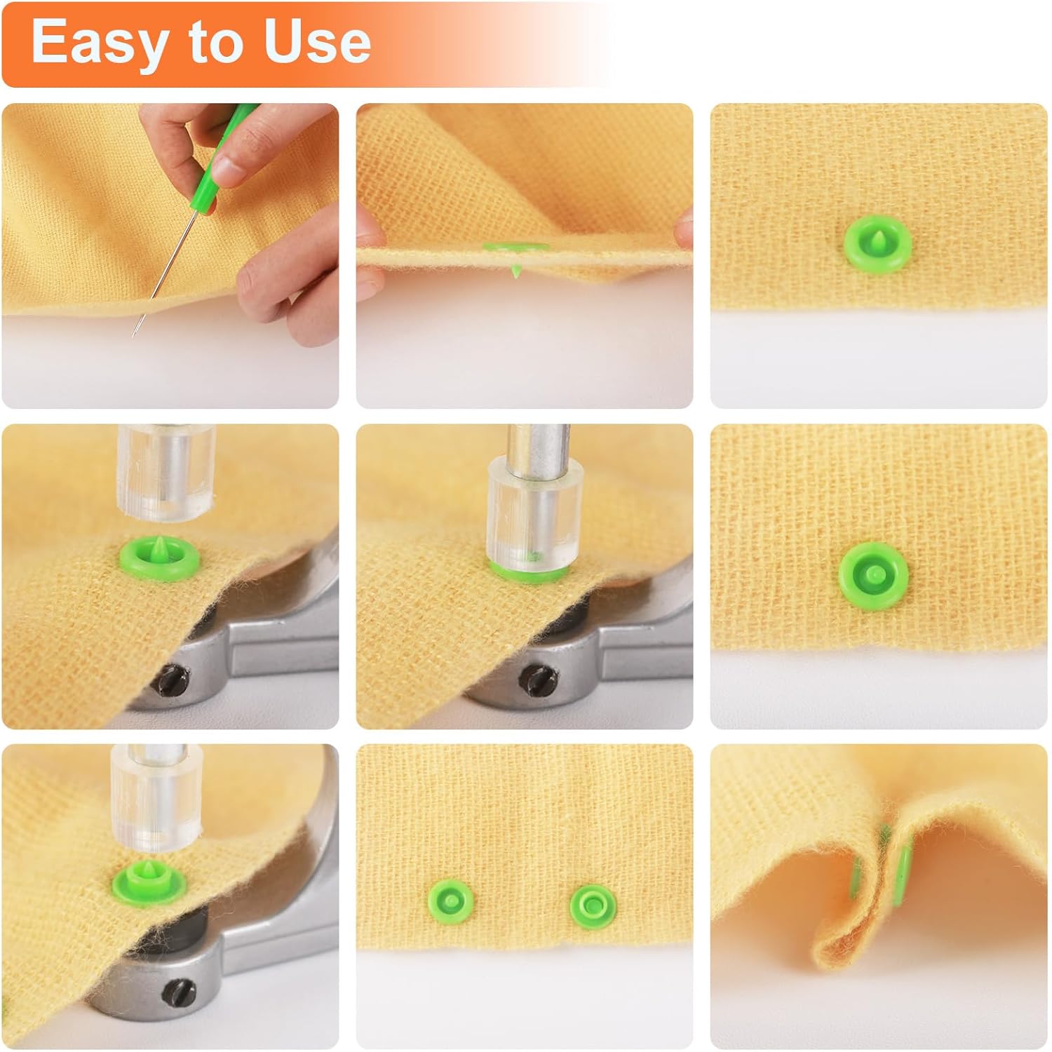Snap Button Kit with Snaps Pliers, 240 Sets Plastic Snaps for Fabric, T5 Snap Buttons and Snappliers Set Starter Fastener Tool Kit for Sewing Clothing DIY Crafting (24 Colors) - Image 5